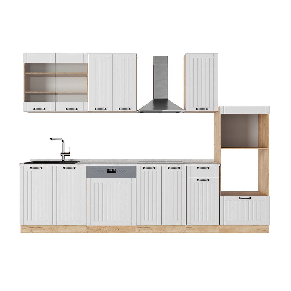Vicco Küchenzeile Fame-Line, Weiß Landhaus/Goldkraft Eiche, günstig online kaufen