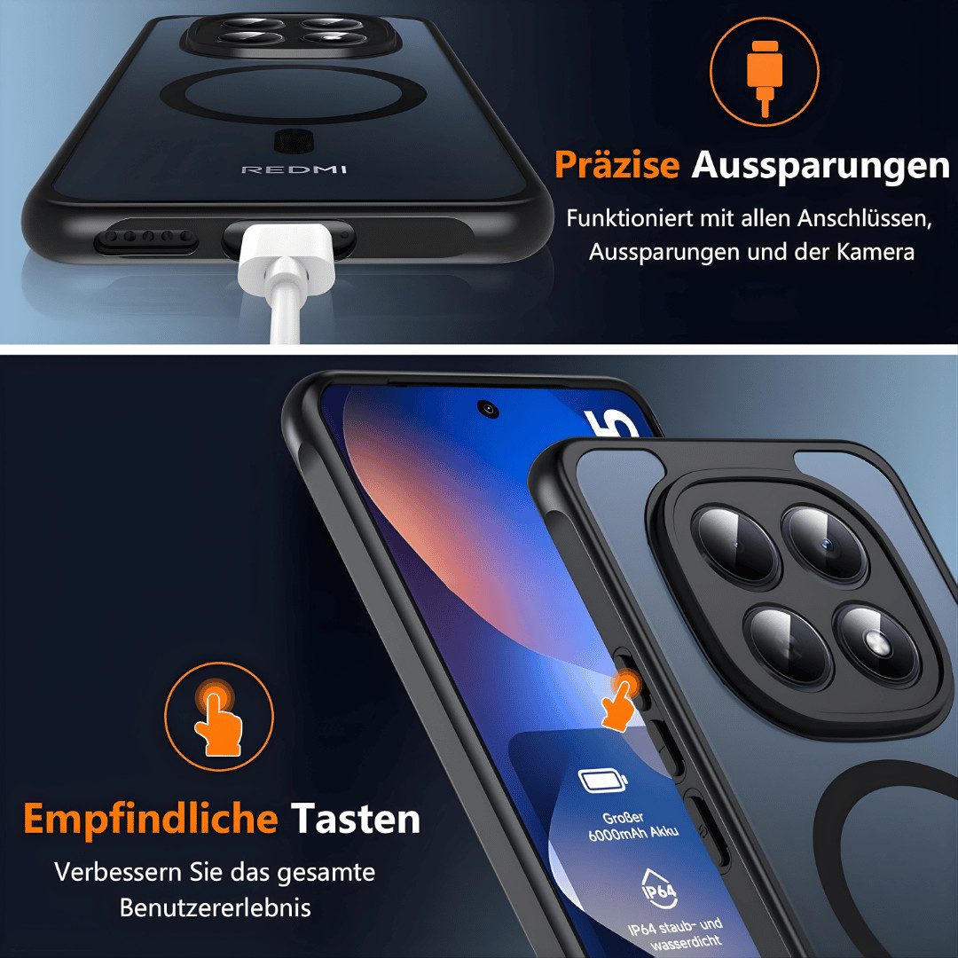SmartUP Smartphone-Hülle + 2X Schutzglas für Xiaomi Redmi Note 15 5G / 4G MagSafe Case Full 9H 6,67 Zoll, MagSafe-Technologie, integrierter Kameraschutz – Bild 5 von 5