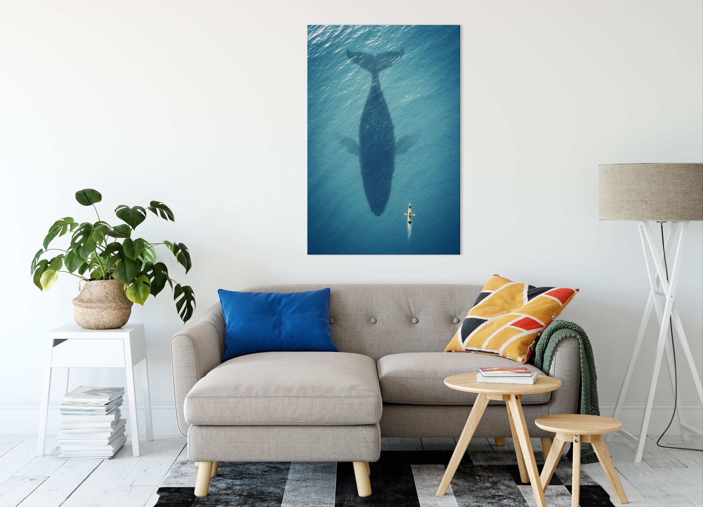 Pixxprint Leinwandbild Riesiger Wal Schatten, Riesiger günstig online kaufen