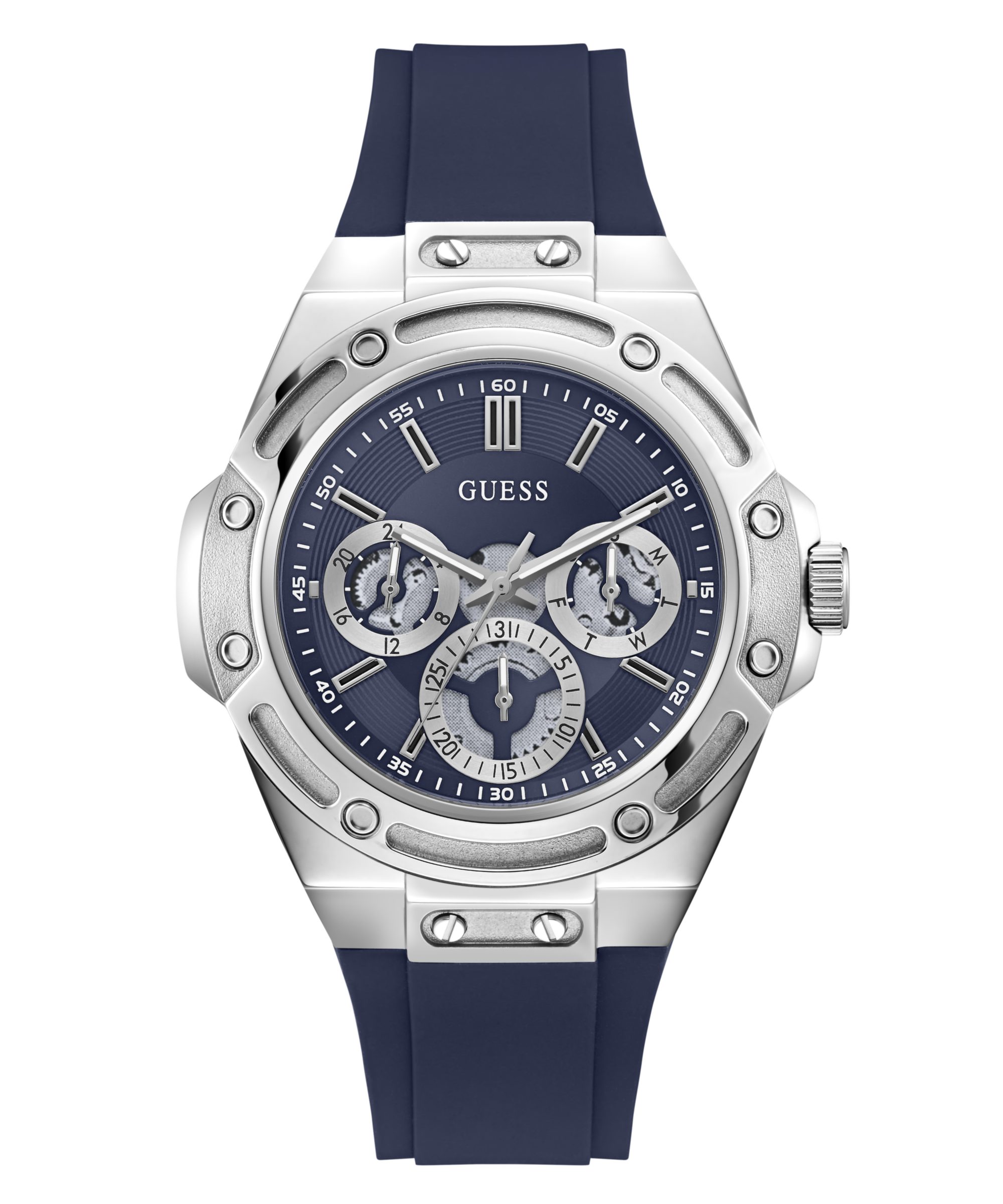 Guess Multifunktionsuhr CARVER GW1132G1, Quarzuhr, Armbanduhr, Herrenuhr, Silikonarmband, analog, Tag