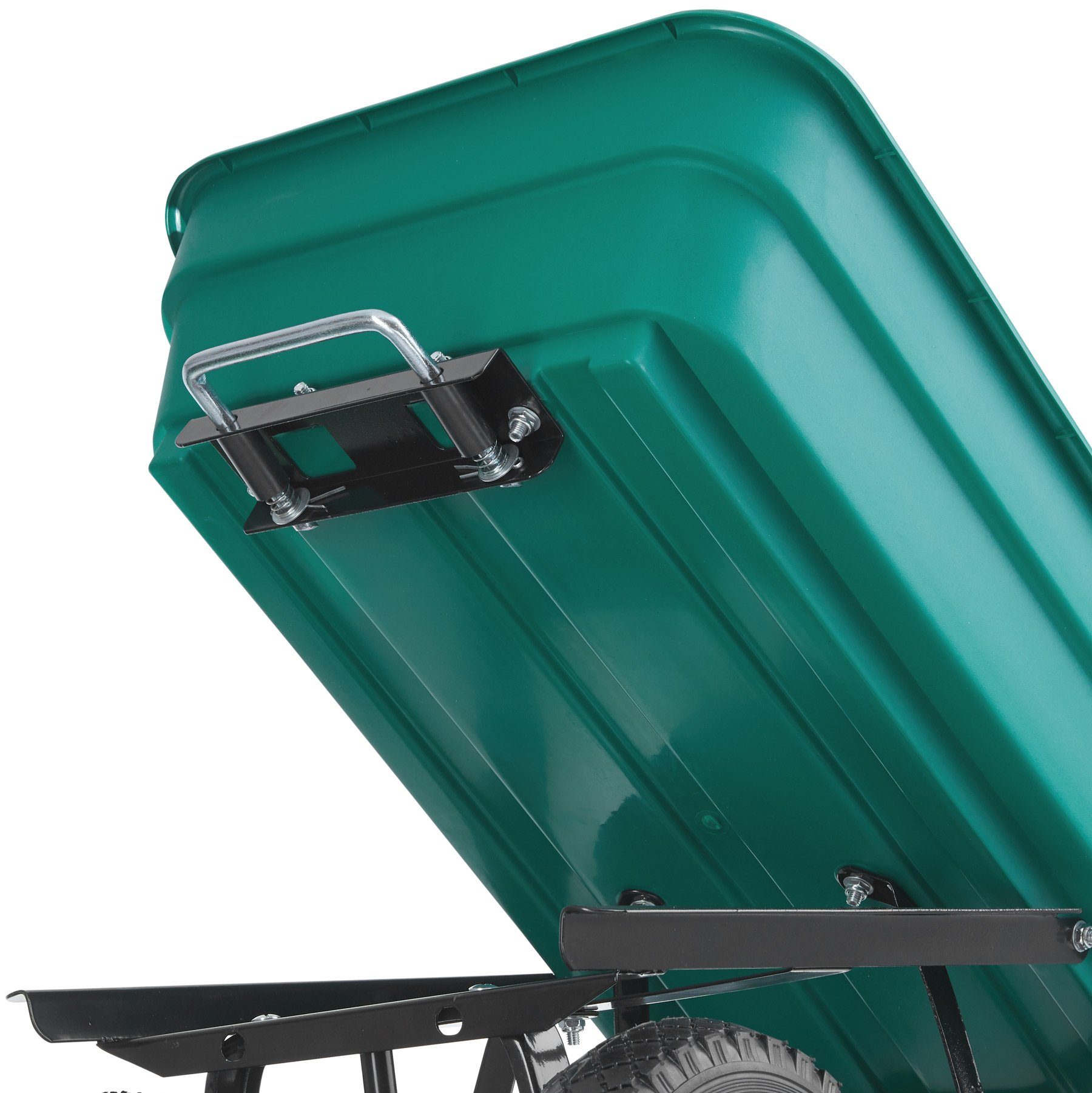 tectake Bollerwagen Handwagen Cubbi mit luftgefüllten Reifen Belastbarkeit 120kg (1 Transportwagen, 1-tlg., 52L Volumen in Grün), mit Kippfunktion