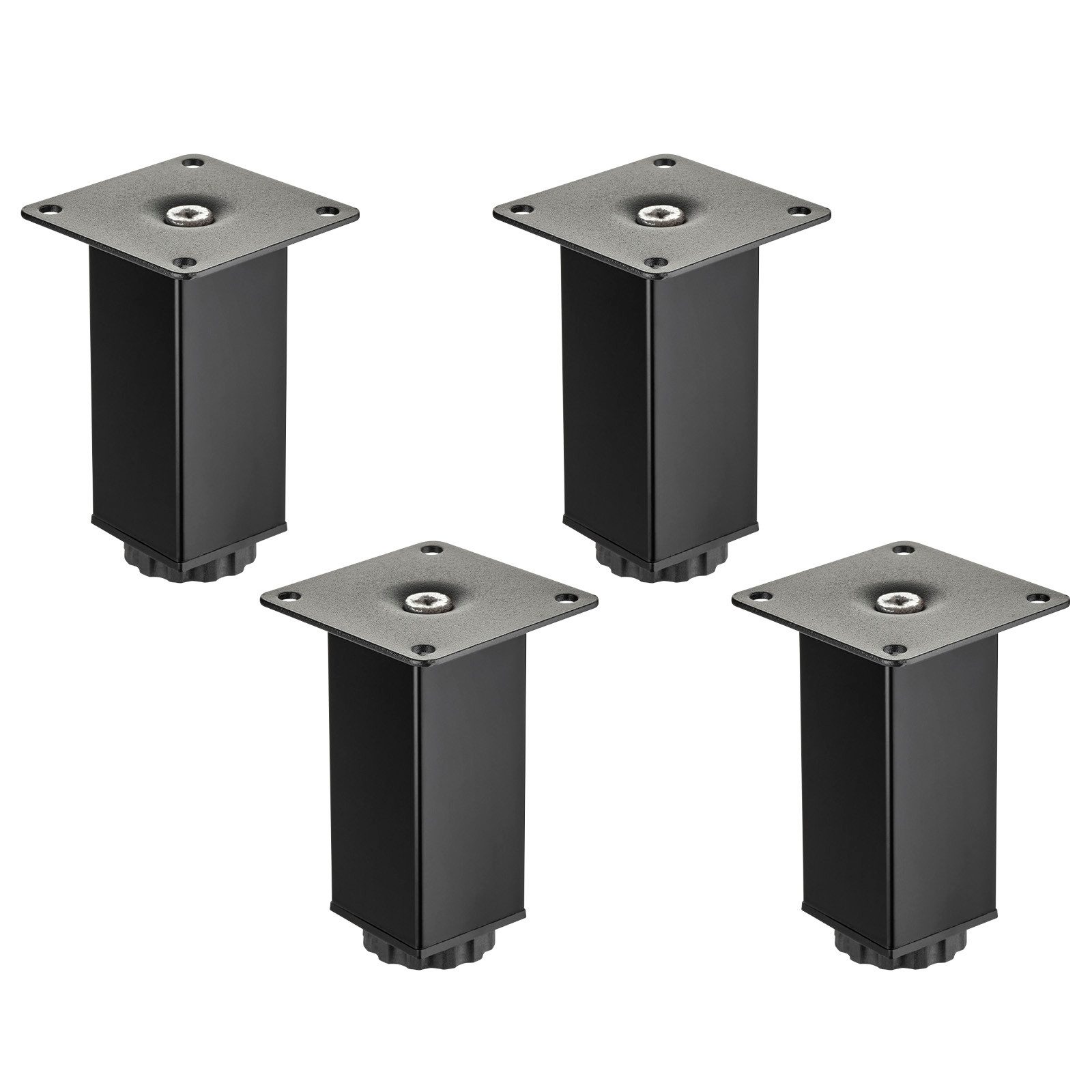 SO-TECH® Möbelfuß ZULU 38 x 38 mm 100 - 150 mm, belastbar bis 100 kg pro Fuß, (Spar-Set, 4-St), Vitrinenfuß Sockelfuß Schrankfuß Höhe 100 mm schwarz matt