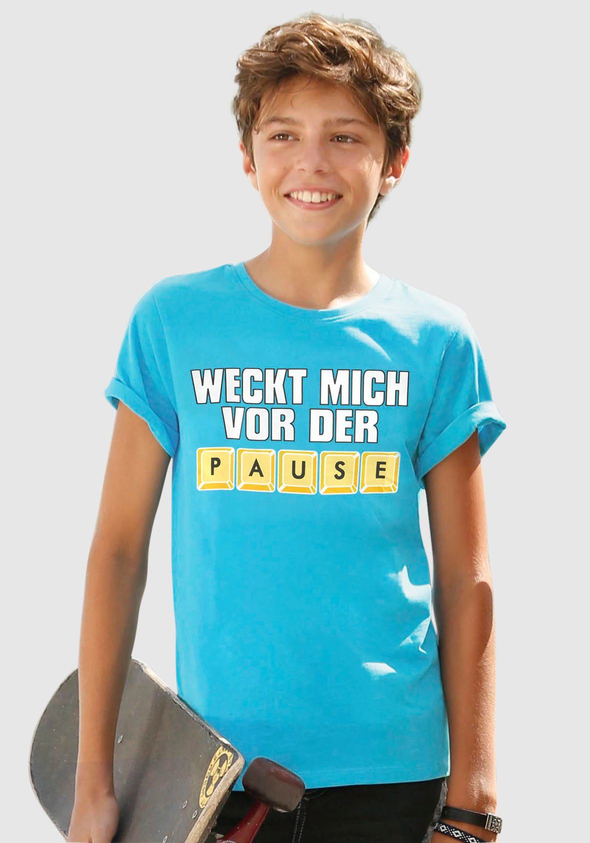 Spruch VOR MICH KIDSWORLD PAUSE, WECK T-Shirt DER