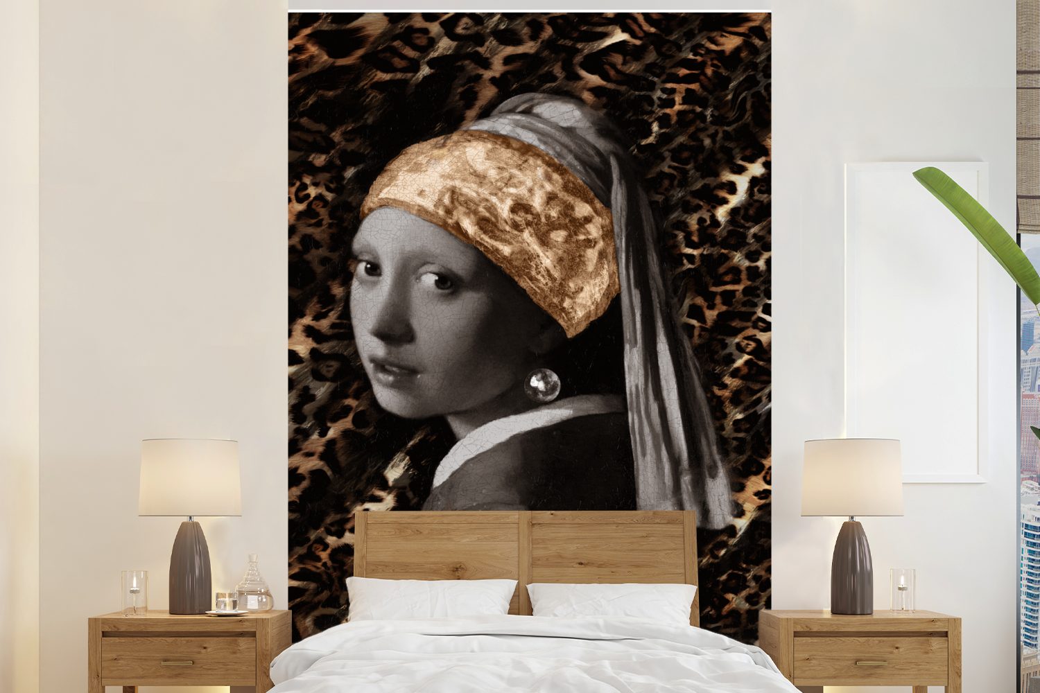 MuchoWow Fototapete Das Mädchen mit dem Perlenohrring - Johannes Vermeer - Gold, Matt, bedruckt, (3 St), Montagefertig Vinyl Tapete für Wohnzimmer, Wandtapete | Fototapeten