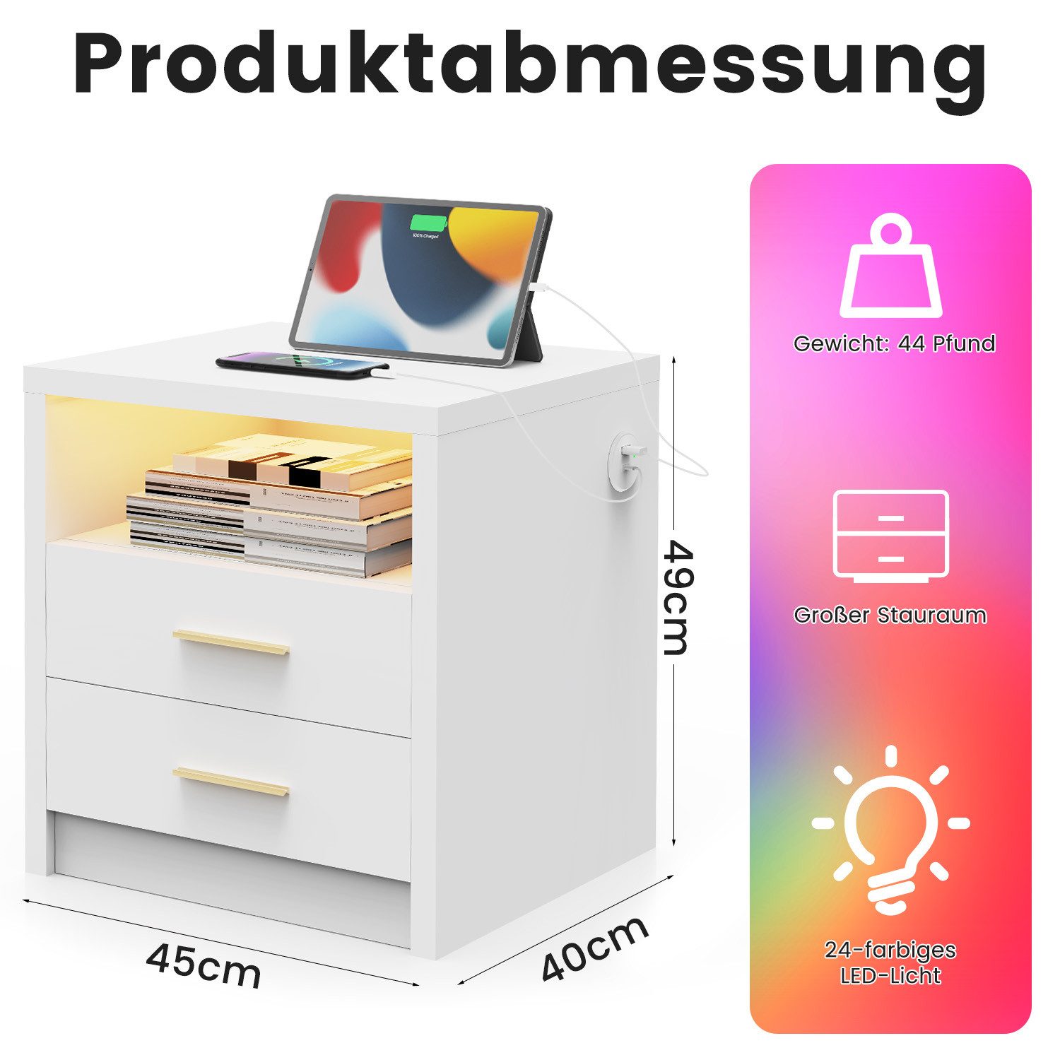 WILGOON Nachttisch RGB Nachtschrank mit 20 günstig online kaufen