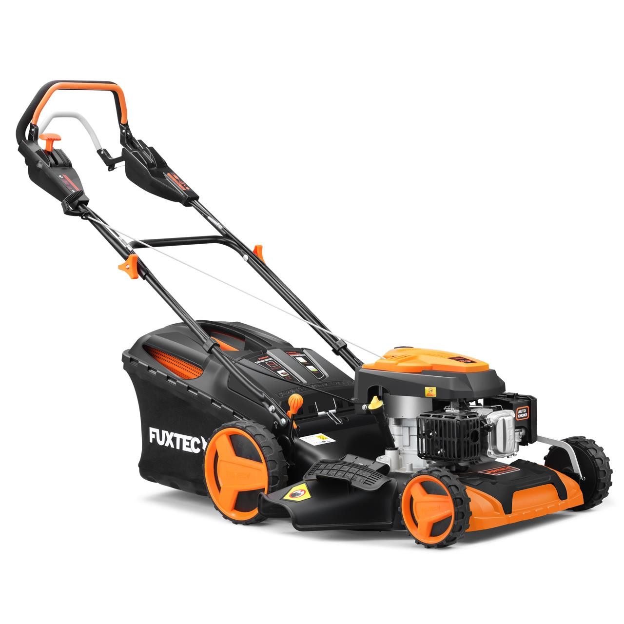 FUXTEC Benzinrasenmäher FX-RM5196PROSL, 50,1 cm Schnittbreite, 60 L Fangkorb, 4in1 Mäher, Auto-Choke-System, 25-75 mm
