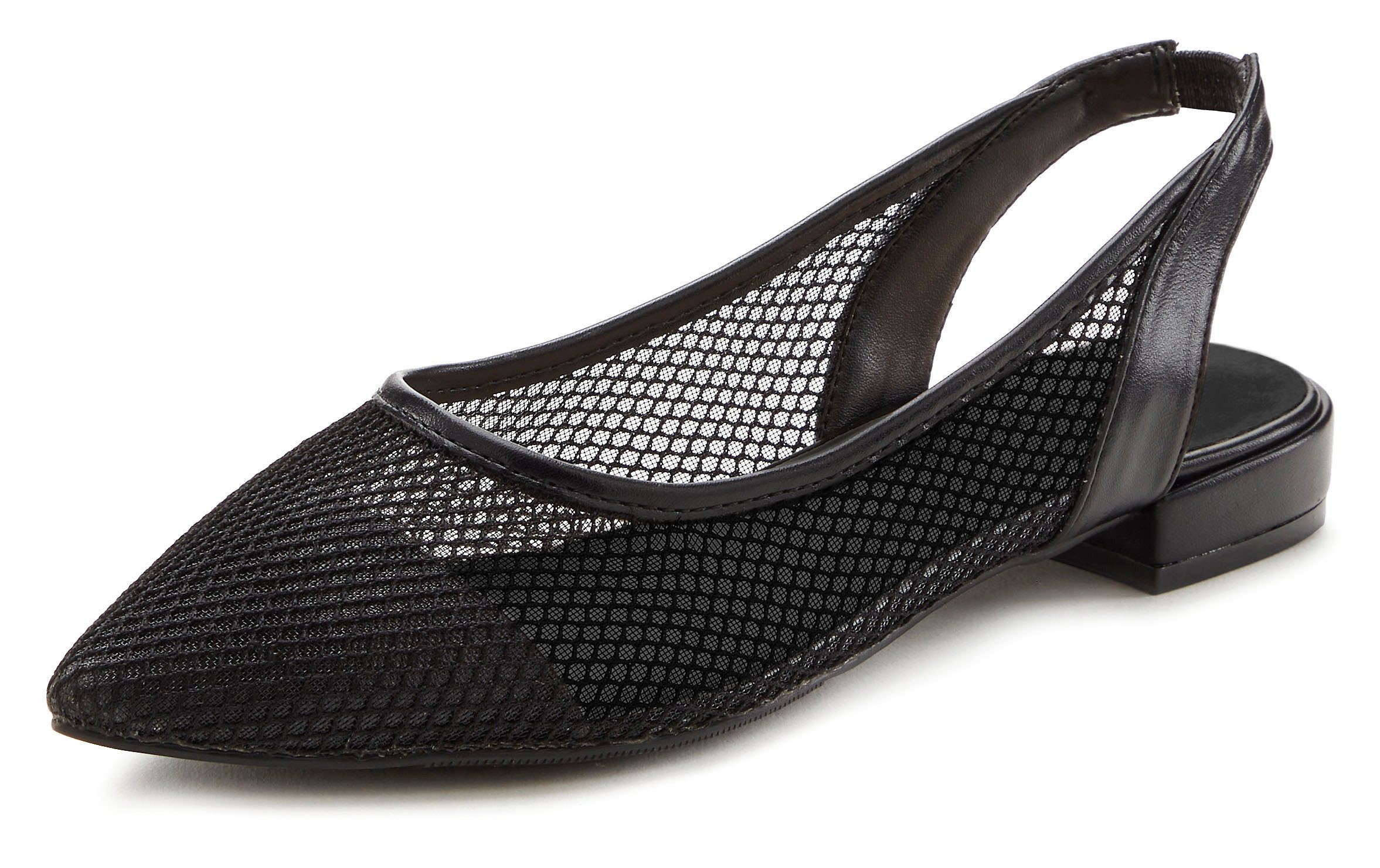 French Connection Riemchenballerina, Halbschuh, Slipper, Sandale, Sommerschuhe Ballerina mit luftigem Mesh-Einsatz VEGAN