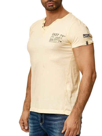 Tazzio V-Shirt 4060 außergewöhliches T-Shirt in dezentem Used Look & Ölwaschung