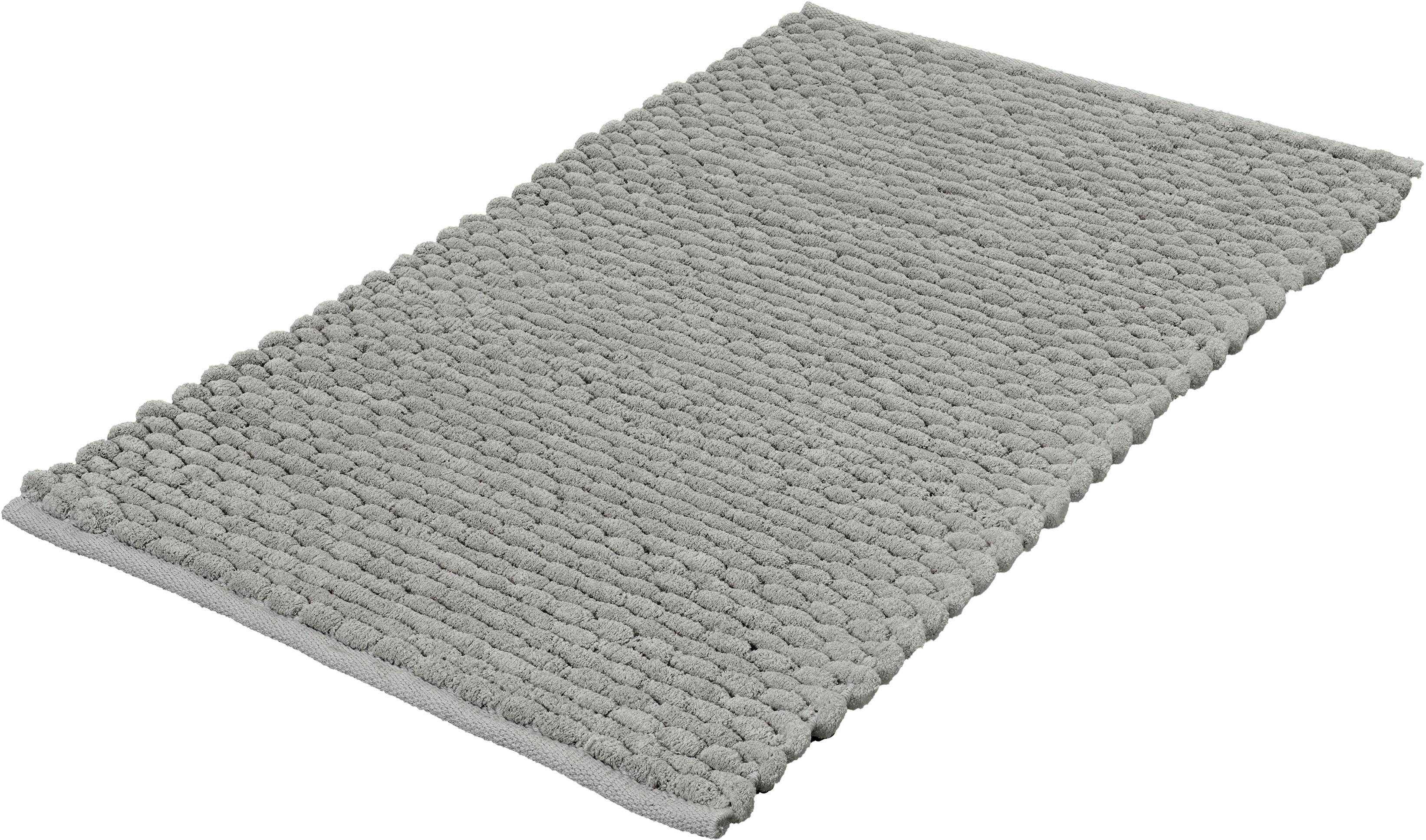 Badematte Willow Kleine Wolke, Höhe 10 mm, rutschhemmend beschichtet, fußbodenheizungsgeeignet, Baumwolle, Polyester, quadratisch, Badteppich, gewebt, Uni Farben, quadratisch oder rechteckig platinfarben | Alle Badematten