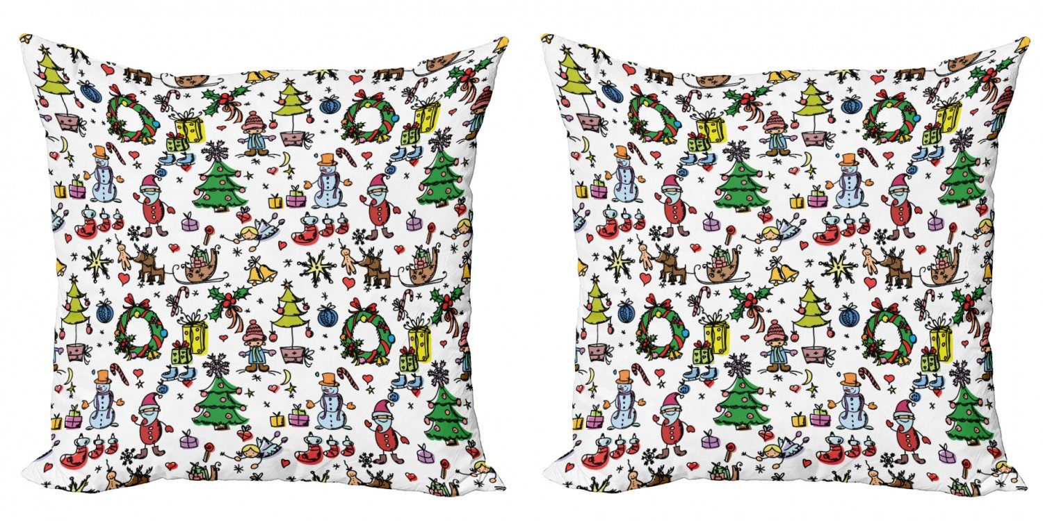 Kissenbezüge Modern Accent Doppelseitiger Digitaldruck, Abakuhaus (2 Stück), Gekritzel Weihnachten Cartoon