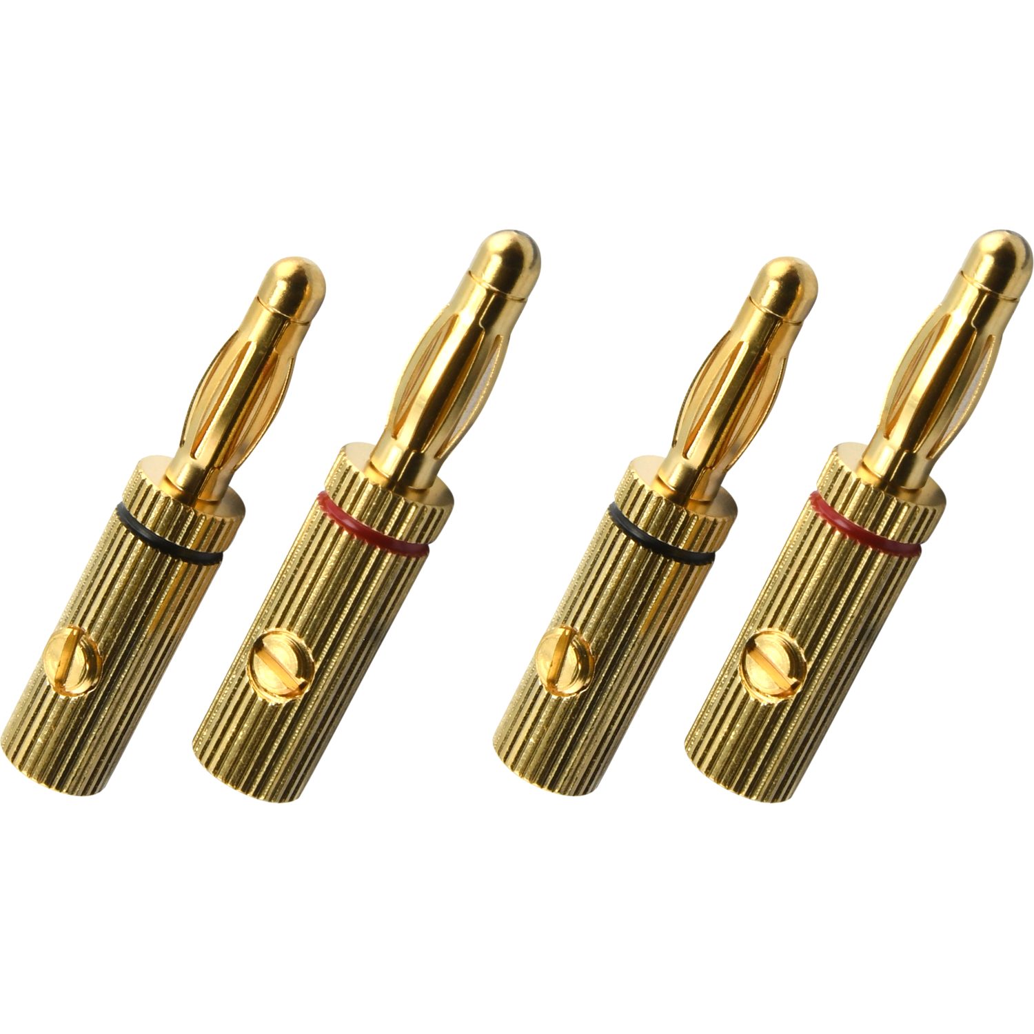 Oehlbach Banana Pin-B3 Bananen-Stecker bis 4,0 mm² 4 Stück Audio-Adapter Bananen Stecker, Perfekte Kontaktsicherheit, Vollmetall