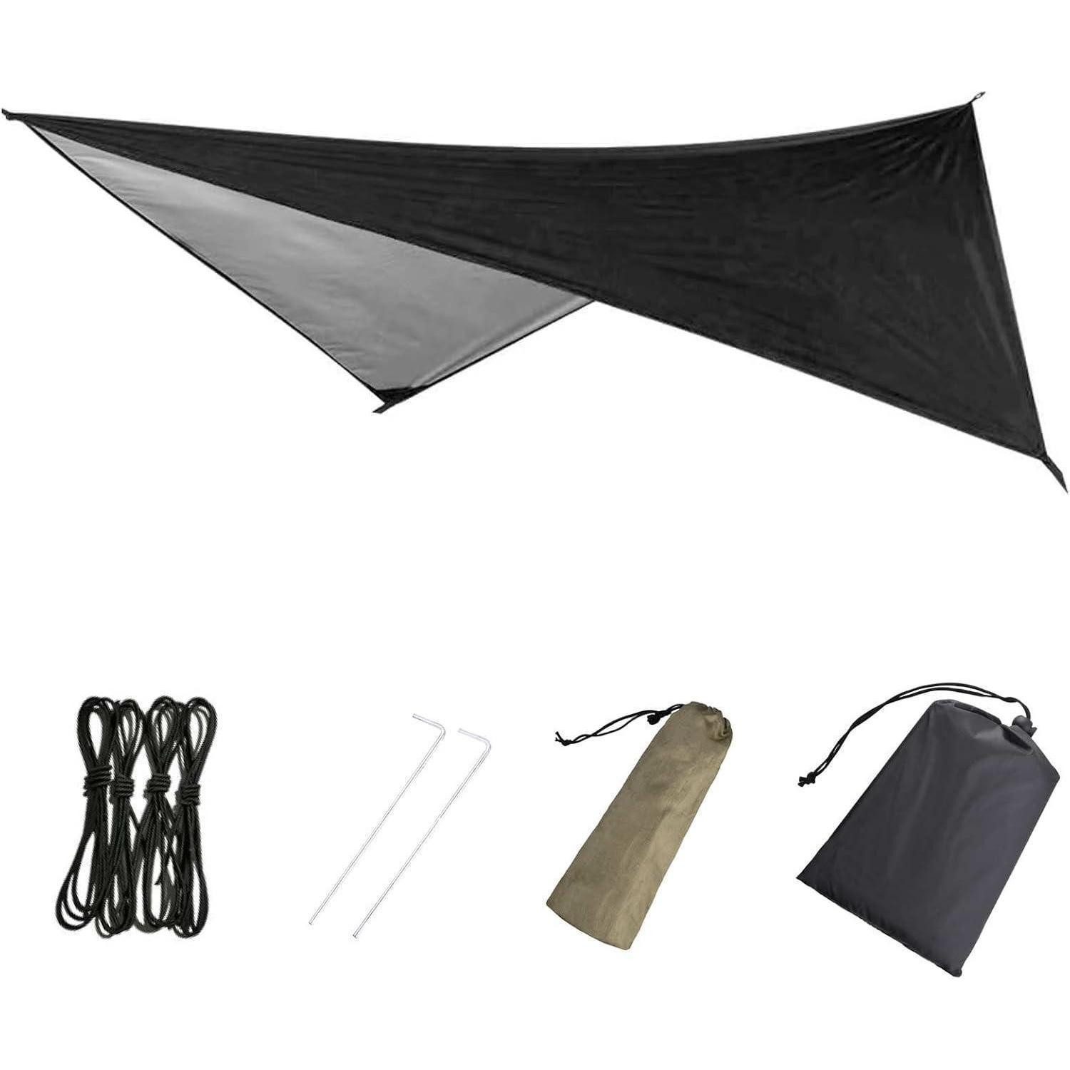 LuxusKollektion Regenschutzplane Zeltplane Tarp Hängematte Wasserdicht 01 Schwarz 2,3 x 1,4 m (1-St)