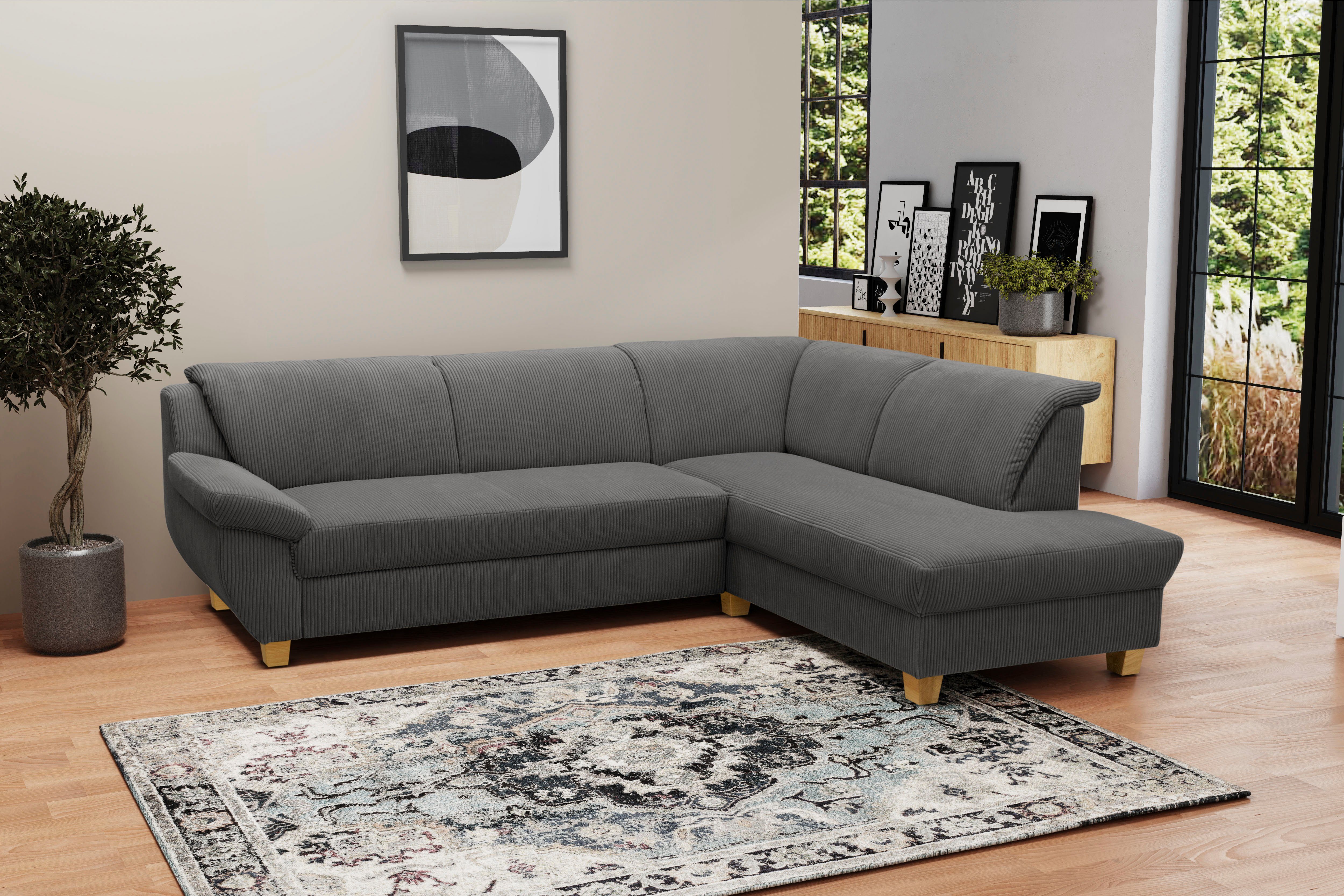 Home affaire Ecksofa Yesterday zeitlos und elegant, bequeme Armlehnen, L-Form, wahlweise mit Bettfunktion, auch in Cord