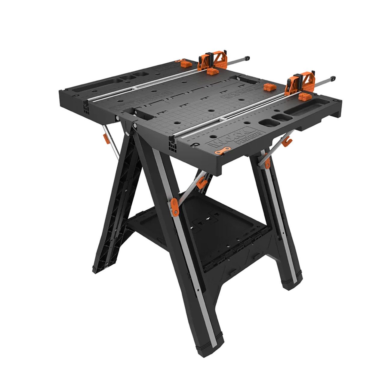 Worx Arbeitstisch Pegasus WX051 (Set, inkl. 2 Stangenklammern und 4 Klemmnocken), belastbar bis 135 kg, klappbar