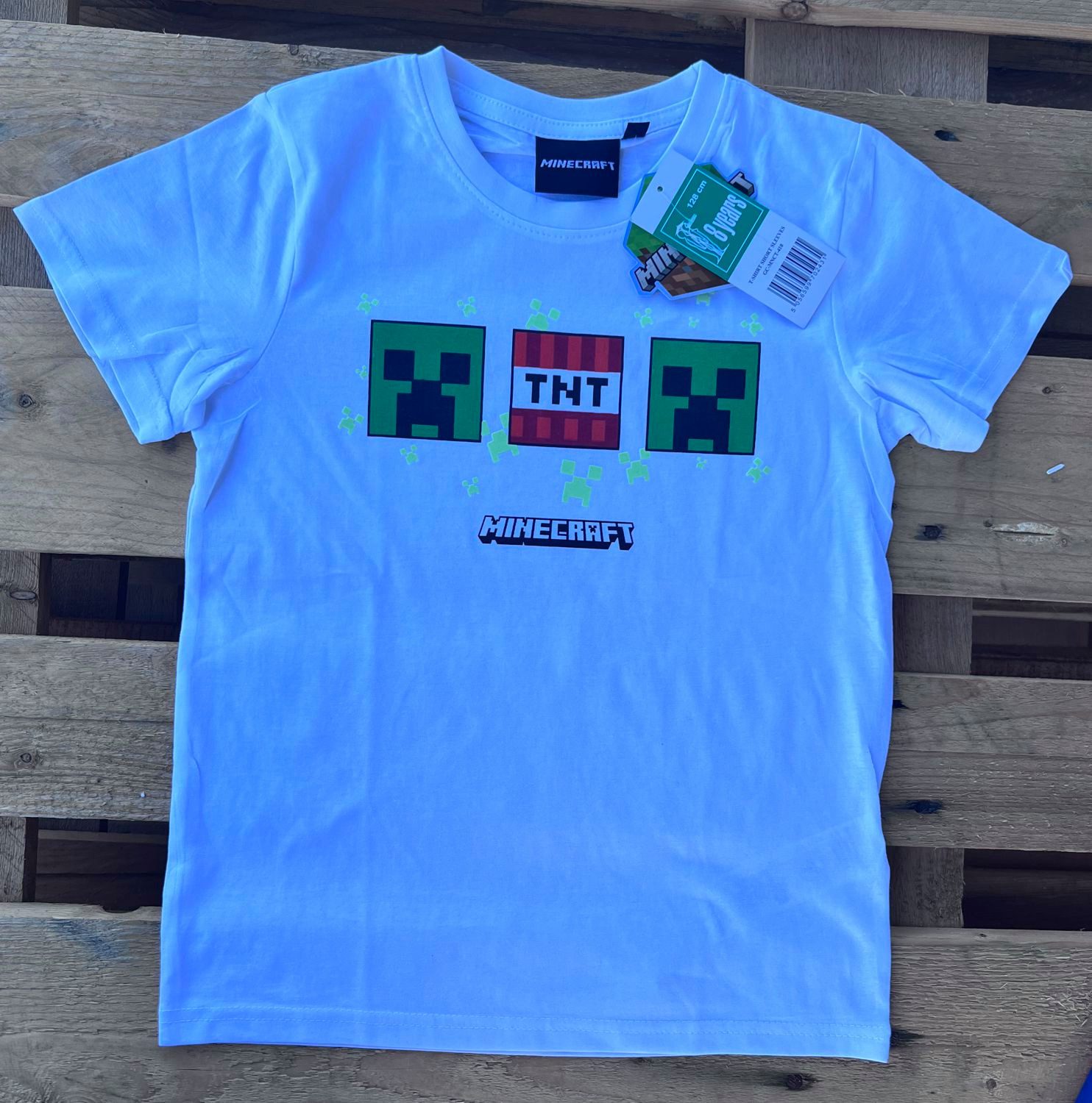 Minecraft T-Shirt MINECRAFT T-SHIRT weiss Pixel Logo Kindershirt