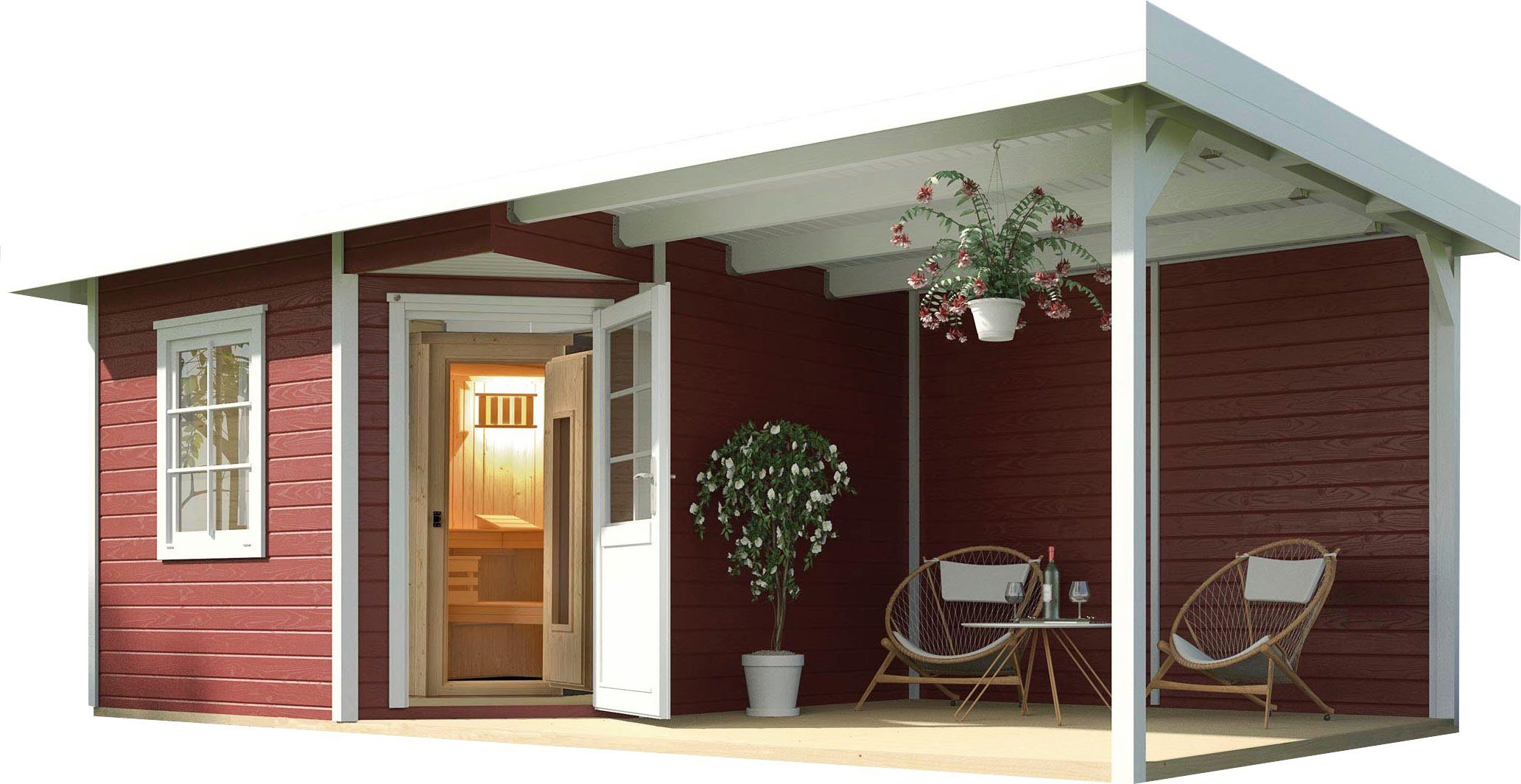 weka Saunahaus Salo, BxTxH: 646 x 338 x 237 cm, 68 mm, (Set) 7,5 kW-Ofen mit digitaler Steuerung