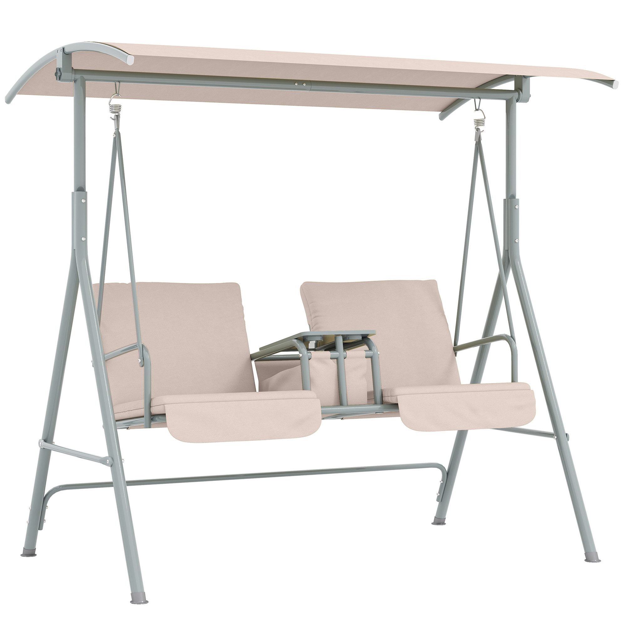 MC Star Hollywoodschaukel Hollywoodschaukel. Gartenschaukel. 2-Sitzer-Schaukel, mit Sonnendach. 175 x 112 x 158 cm. Beige