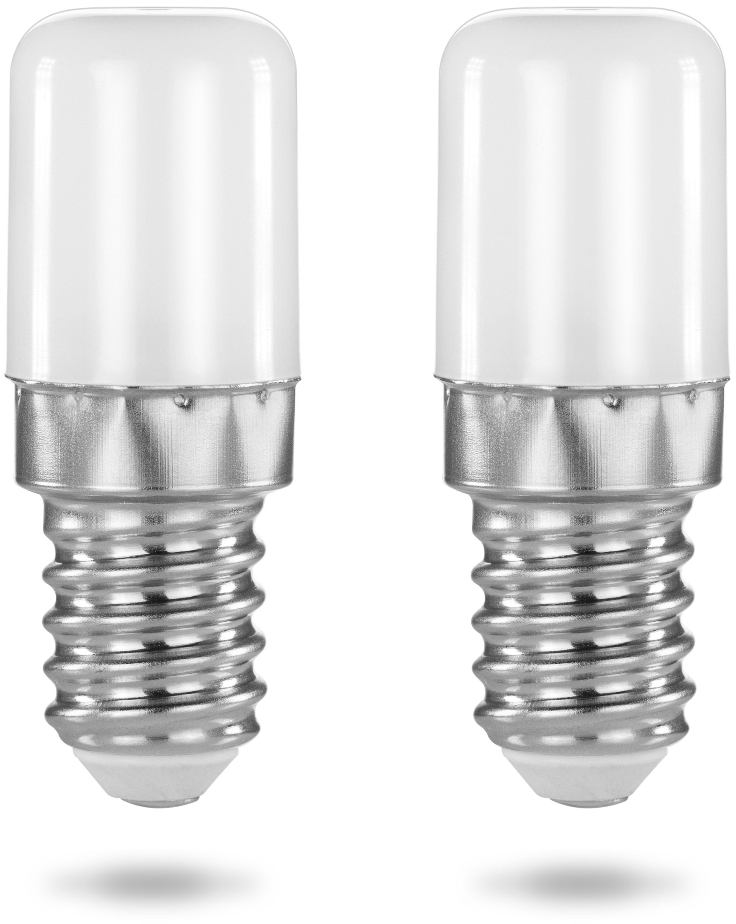 Poppstar Spezialleuchtmittel, E14, 2 St., Kaltweiß, Poppstar 2x LED Kühlschranklampe E14 1,6W (matt, 6000K kaltweiß)