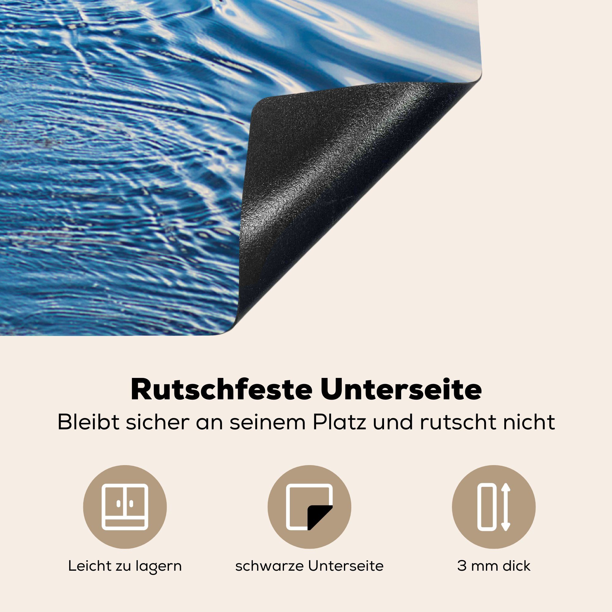 MuchoWow Herdblende-/Abdeckplatte Ein Mann tlg), Arbeitsplatte cm, (1 für rudert einem Ceranfeldabdeckung, roten küche 78x78 Ruderboot, in Vinyl