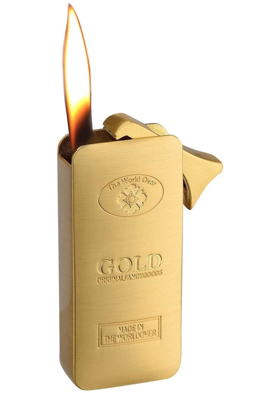 Polyflame Feuerzeuge Goldbarren Feuerzeug nachfüllbar Goldfarben Metallfeuerzeug Gelb Gold (1-St)