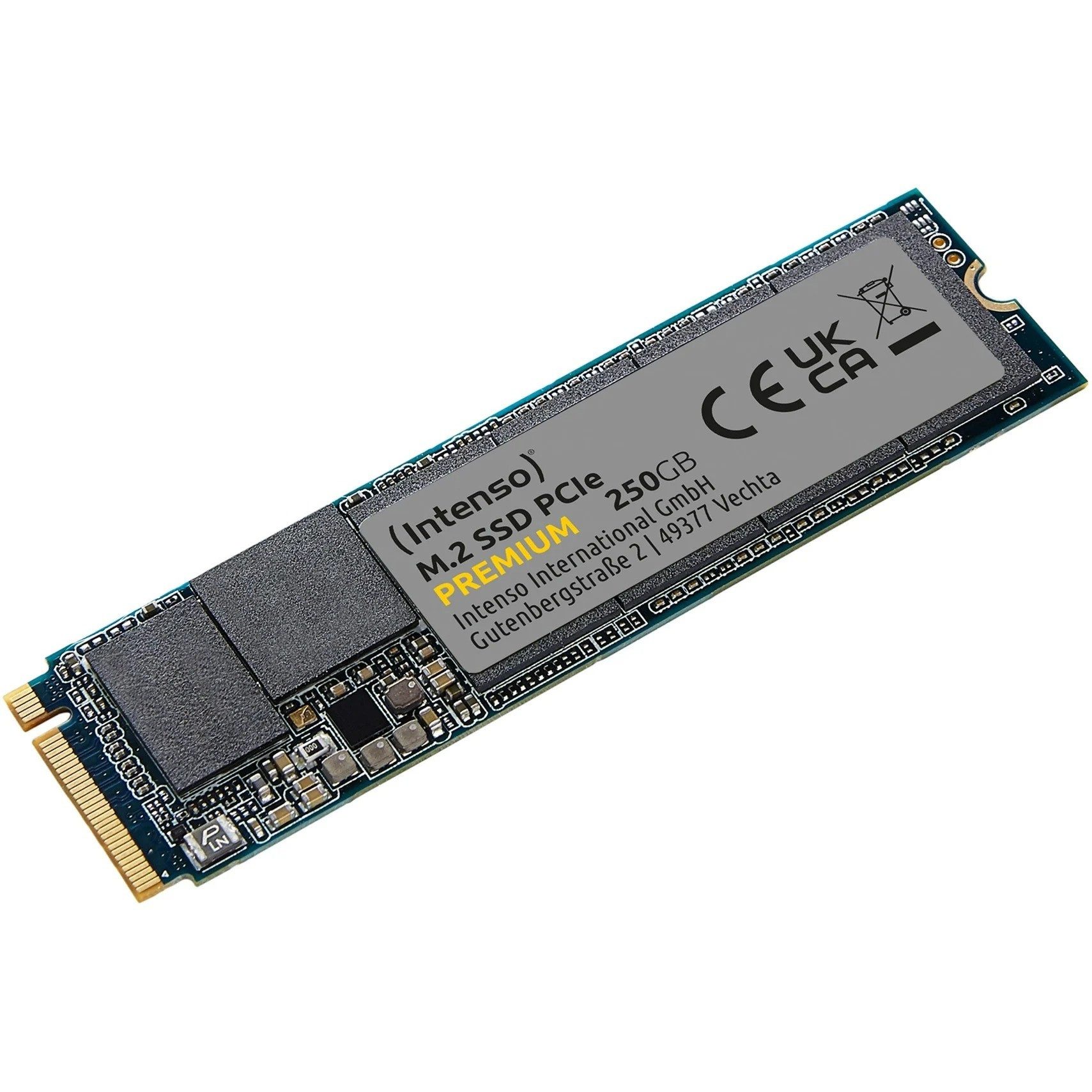 Intenso PCIe Premium 250GB NVMe SSD Gen3 M.2 interne SSD (250 GB) M.2" 2100 MB/S Lesegeschwindigkeit, 1100 MB/S Schreibgeschwindigkeit, PCIe Gen3x4, NVMe 1.3, SLC Cache, 3D NAND
