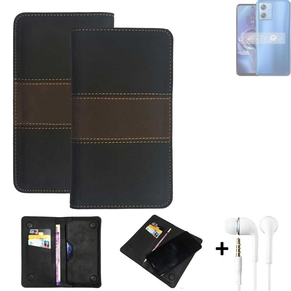 K-S-Trade Handyhülle für Motorola Moto G54 5G XT-2343-1, Handyhülle + Kopfhörer Schutzhülle Walletcase Bookstyle Tasche
