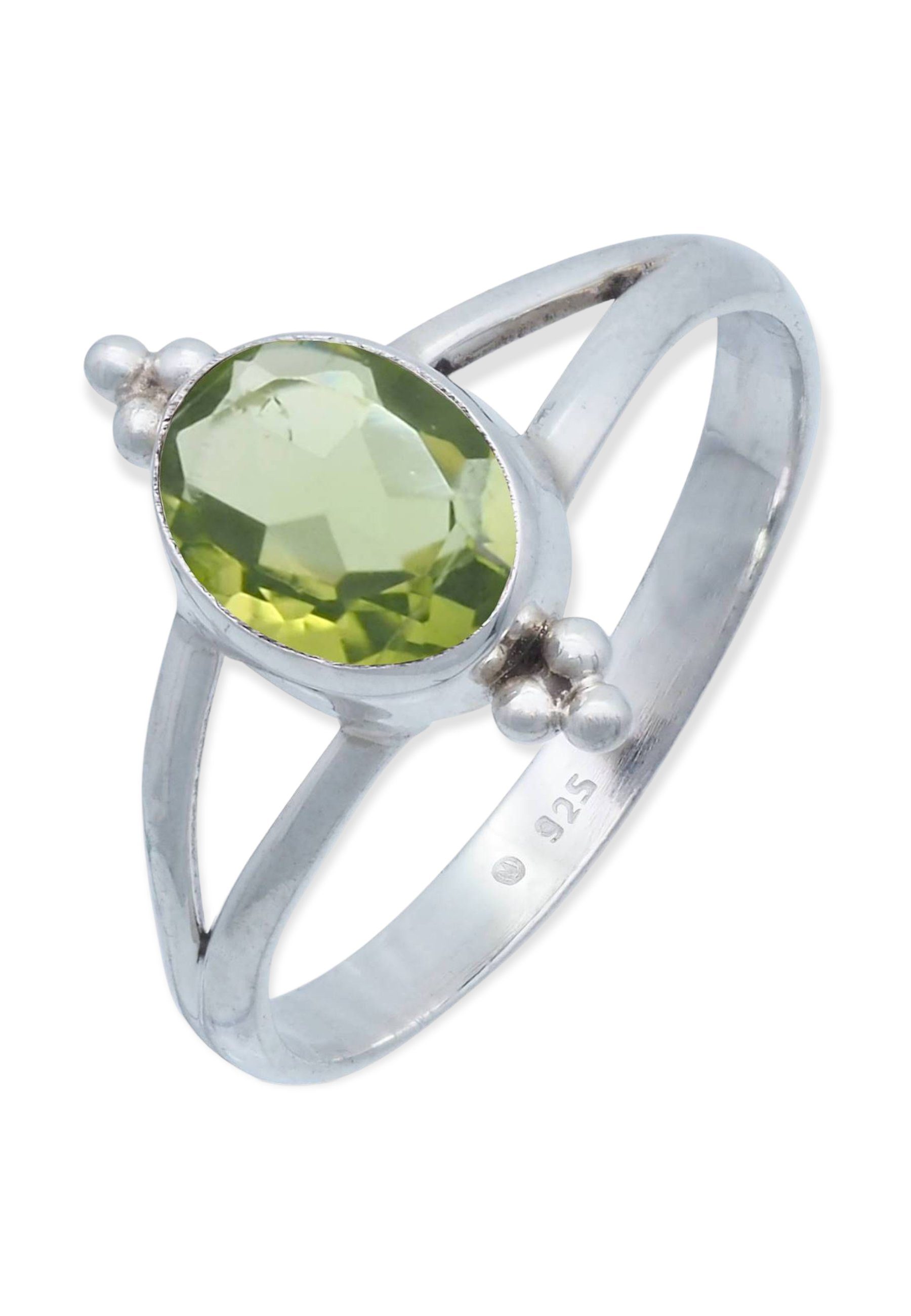 mantraroma Silberring 925er Silber mit Peridot facettiert | Silberringe