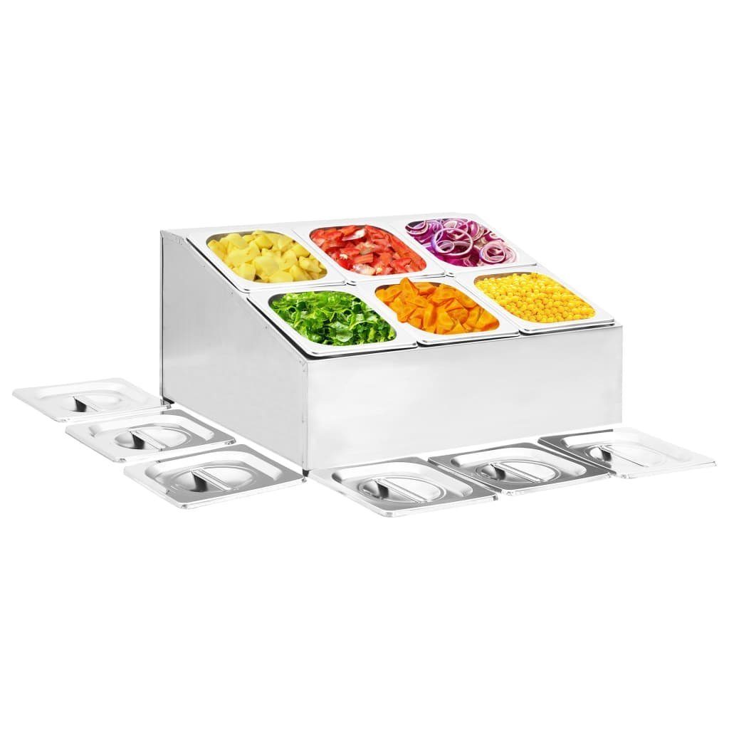 vidaXL Küchenregal Gastronorm-Ständer mit 6 GN 1/6 Behältern Edelstahl