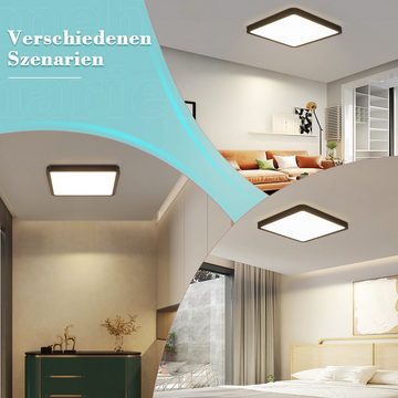 ZMH LED Deckenleuchte Flach - 23CM 18W Küchenlampe IP20 Neutralweiß Schlafzimmer Flur, LED fest integriert, 4000k, für Badezimmer, Schwarz, Whonzimmerlanmpe