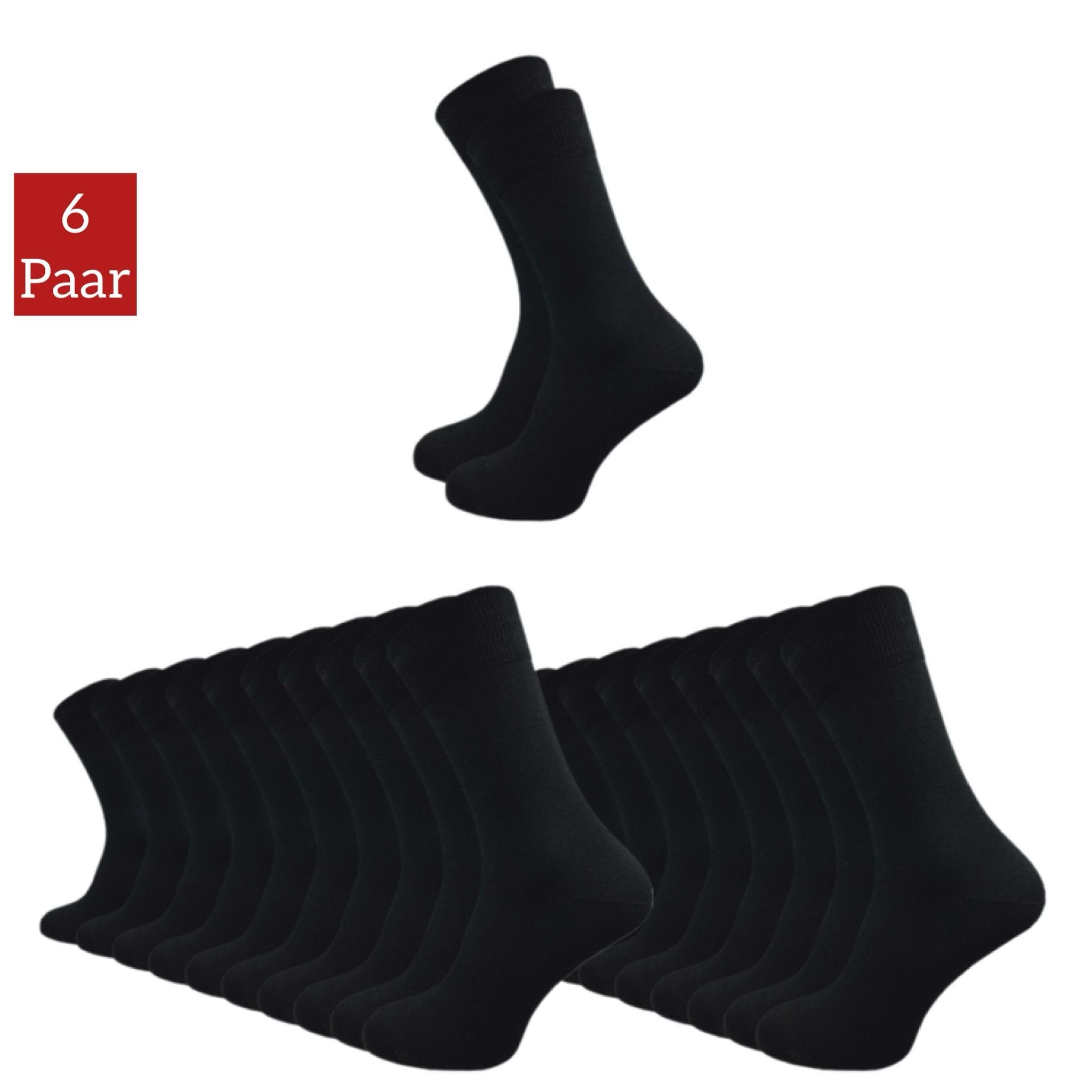 ohne Herren und für Baumwolle und Damen Freizeit socken. Paar) (6-Paar, Basicsocken Ohne aus Gummidruck NERS Naht drückende Business 100% 12 für Schwarz