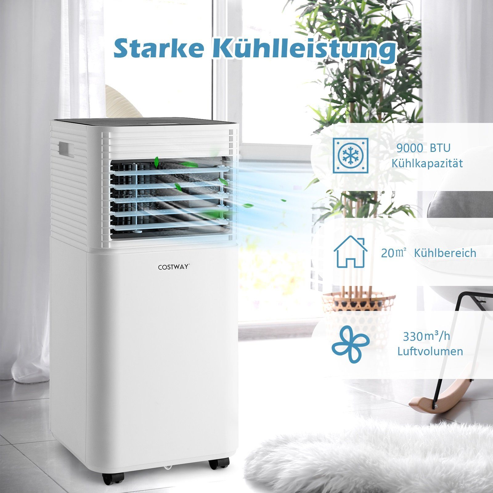COSTWAY 3-in-1-Klimagerät, 9000BTU/2,6kW, für 52m³, Fernbedienung, günstig online kaufen