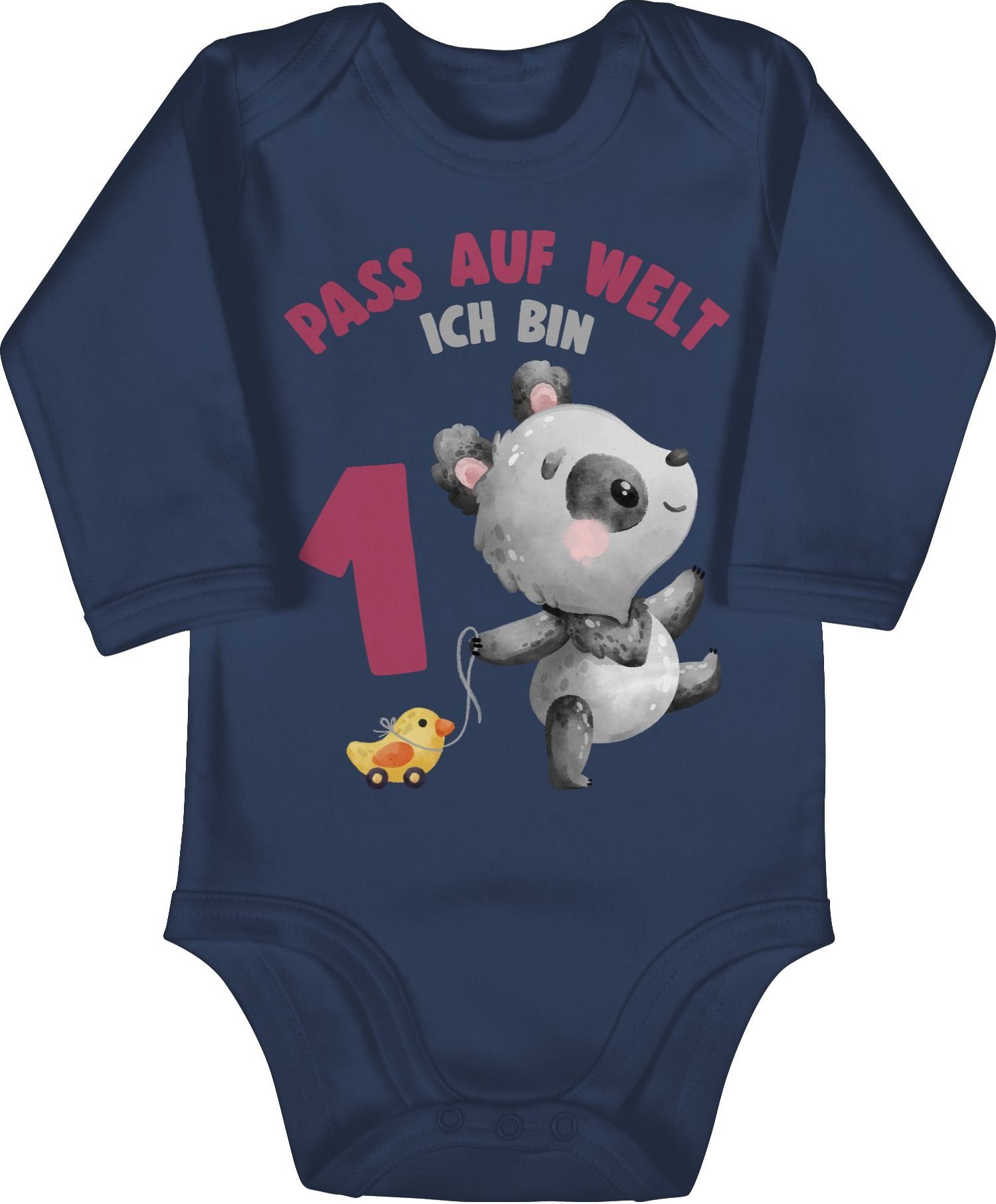 Geburtstag mit Shirtbody Pass Shirtracer Welt Blau Panda eins bin 1. 1 ich auf Navy