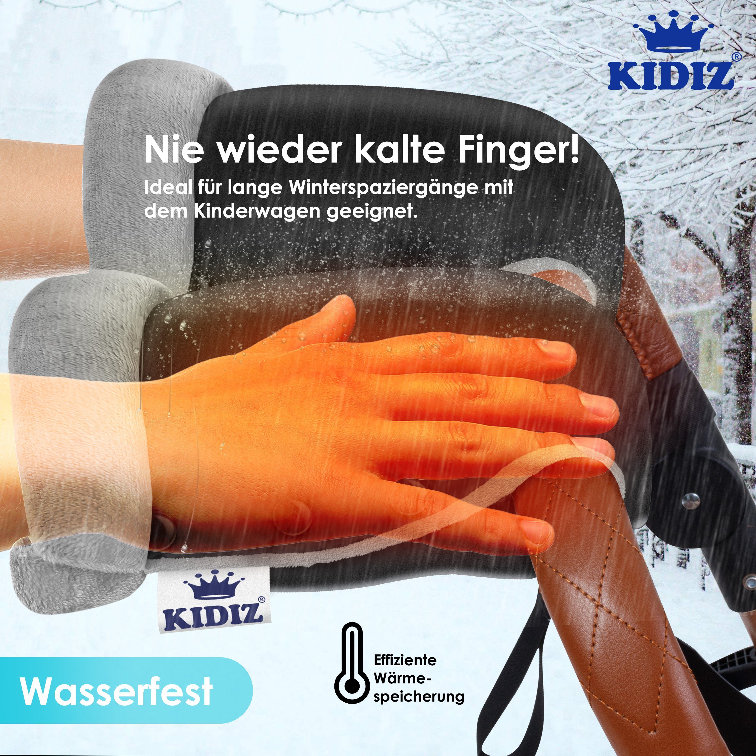 Handschuhe Handmuff schwarz Handwärmer Kinderwagen-Handwärmer, Kinderwagenmuff KIDIZ Kinderwagen