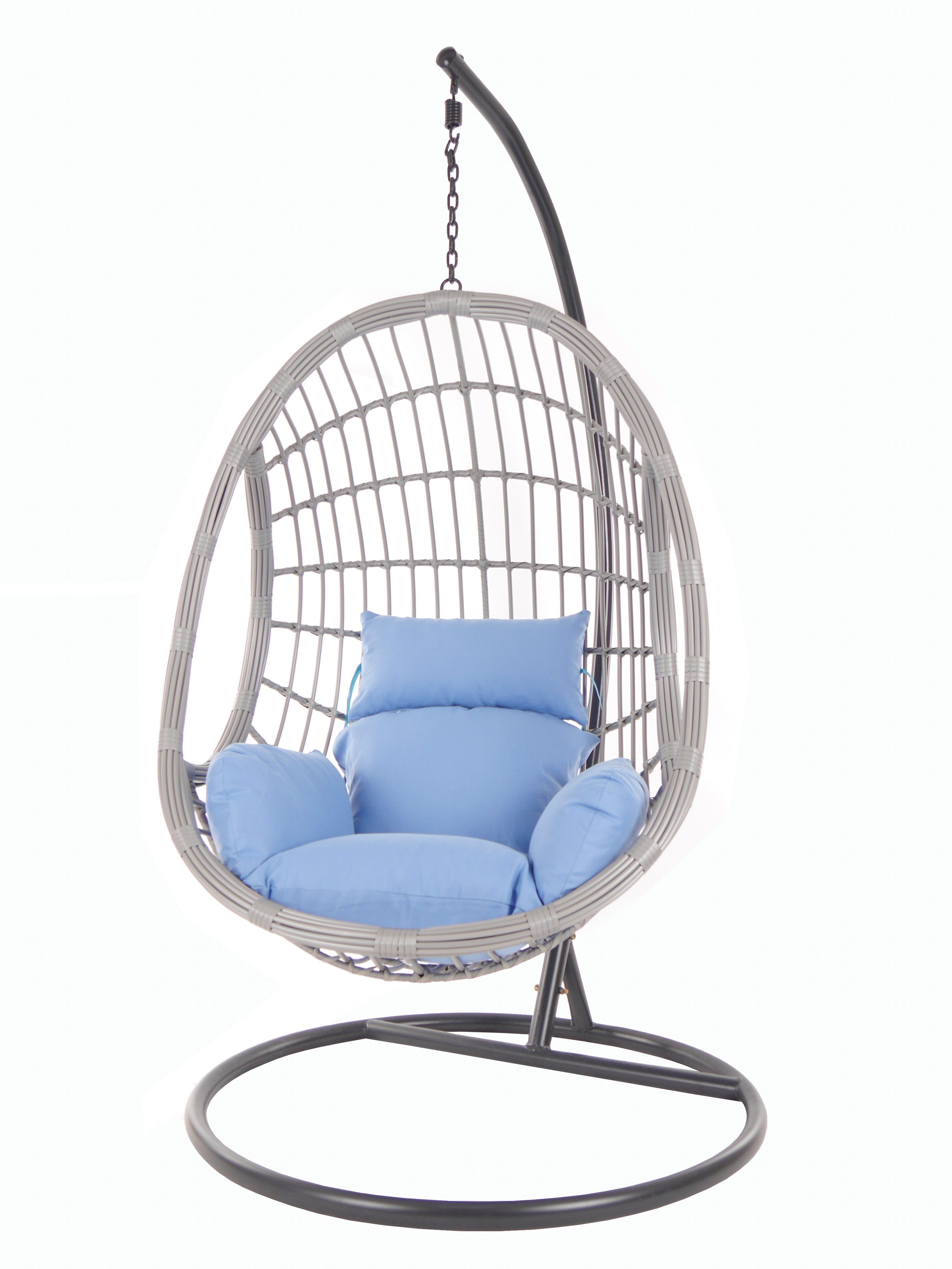 KIDEO Hängesessel PALMANOVA lightgrey, Schwebesessel königsblau Loungemöbel Swing blue) Chair, (3070 Gestell mit royal und Kissen