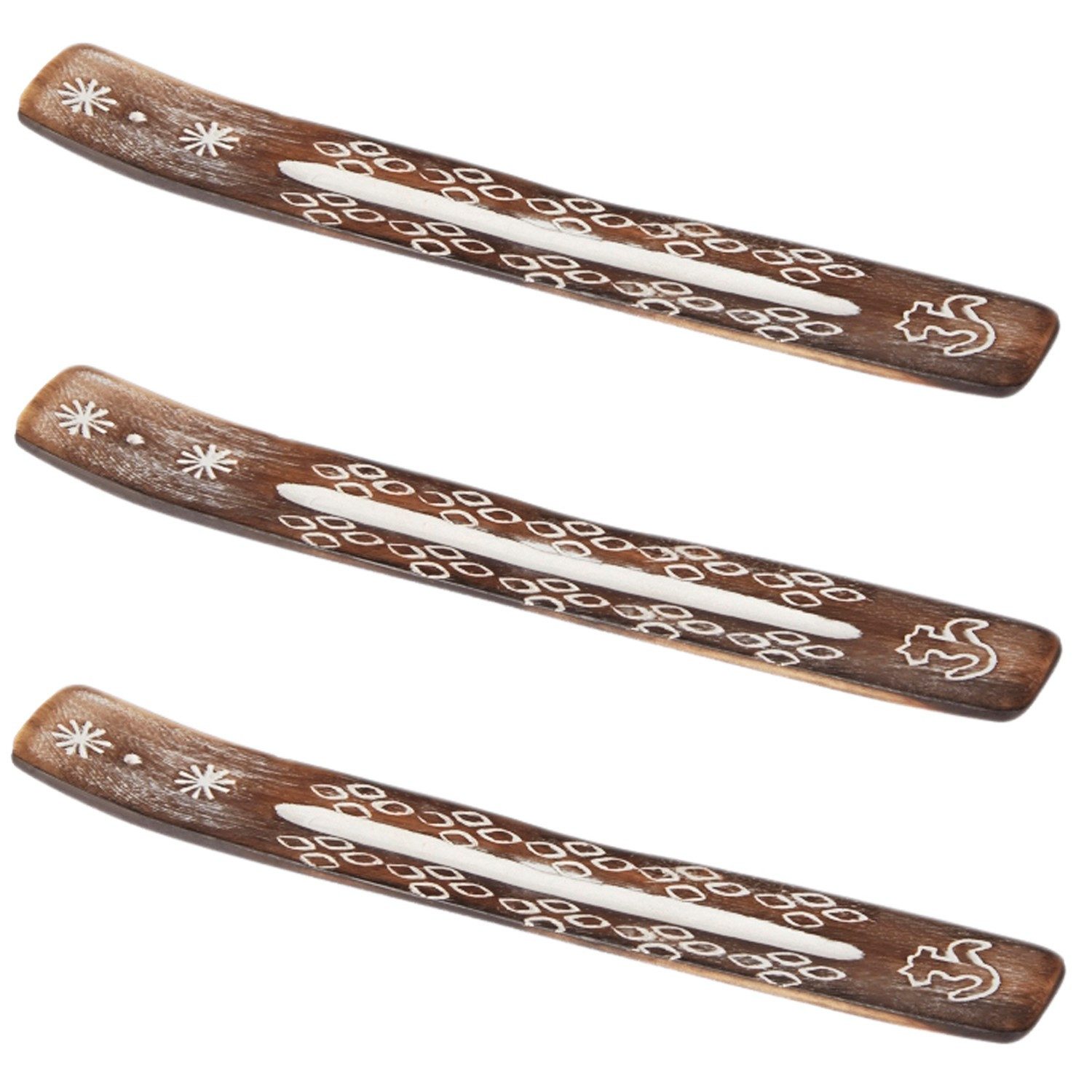 Marrakesch Orient & Mediterran Interior Räucherstäbchen-Halter Dreier-Set Räucherstäbchenhalter Kalea aus Mangoholz in Braun 26 cm, (3 St), Handarbeit
