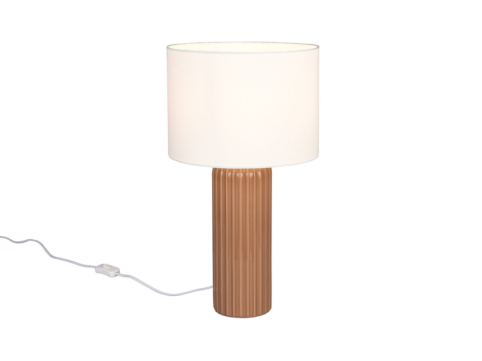 LED Nachttischlampe mit Keramikfuß & Stoffschirm, Höhe 51cm