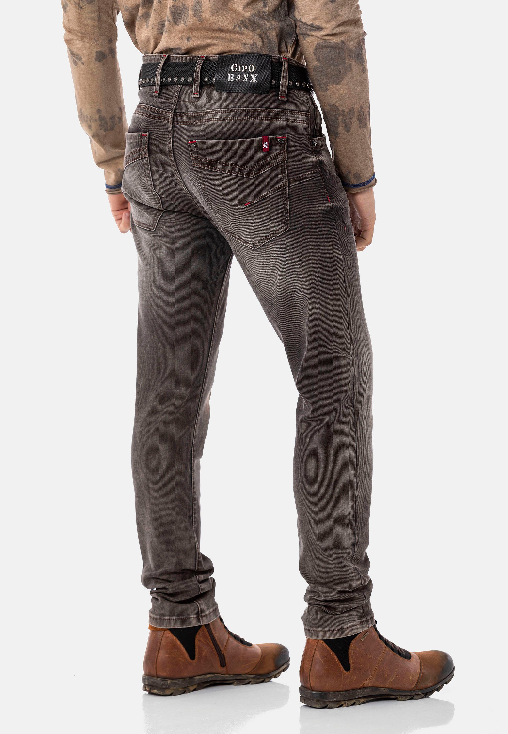 Cipo & Baxx stilvollem Cord-Design Straight-Jeans braun in