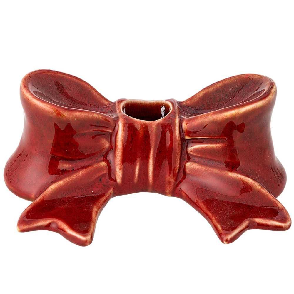 Bloomingville Kerzenhalter Bloomingville Kerzenhalter BOW Rot SCHLEIFE für 1 Kerze