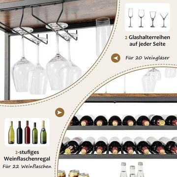 KOMFOTTEU Weinregal Flaschenregal, mit Glashalter & Regalen