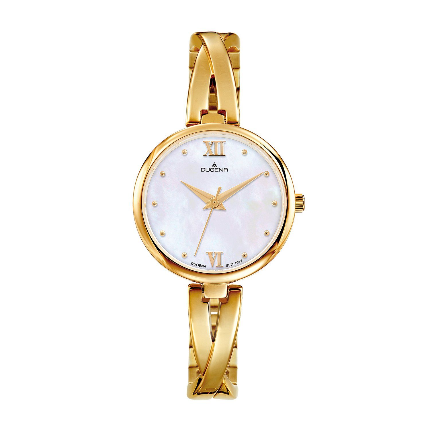 Dugena Quarzuhr Damenuhr 4460669 Elin, Quarz, perlmuttfarbenes Zifferblatt, Edelstahl, Gold