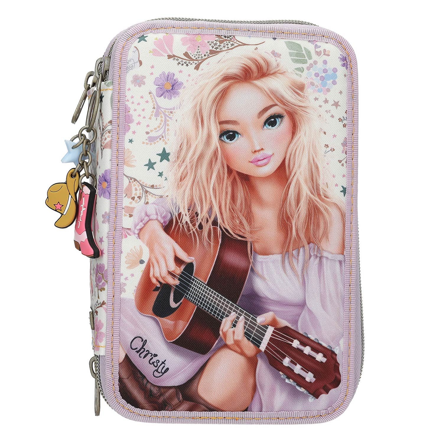 Depesche Geldbörse Depesche 3-Fach Federtasche COWGIRL Creme und Lila