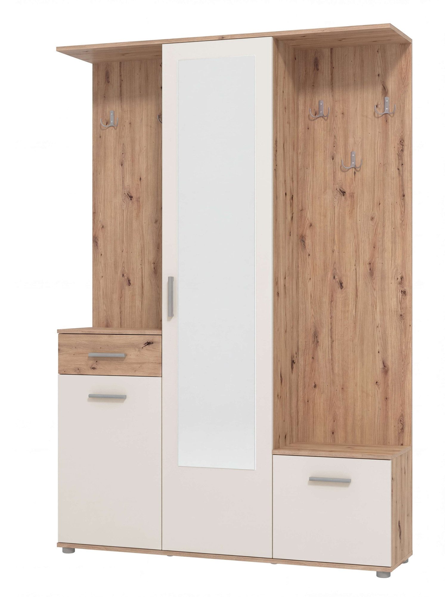 OTTO home Kompaktgarderobe Martin Flurgarderobe, Dielenschrank, Flurmöbel, Breite 134 cm Schuhschrank, mit Spiegel, in modernen Farben, mit 10 Haken