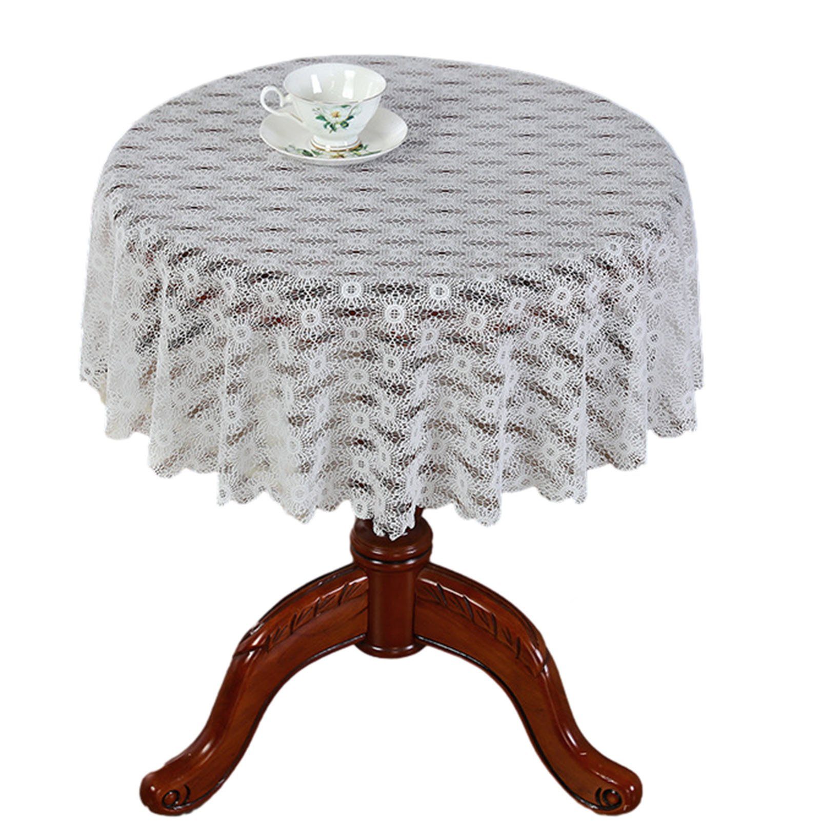 Tischschonbezug Weißer Runde Dekorative Farbe, Spitzentischdecke Blusmart In Stilvolle