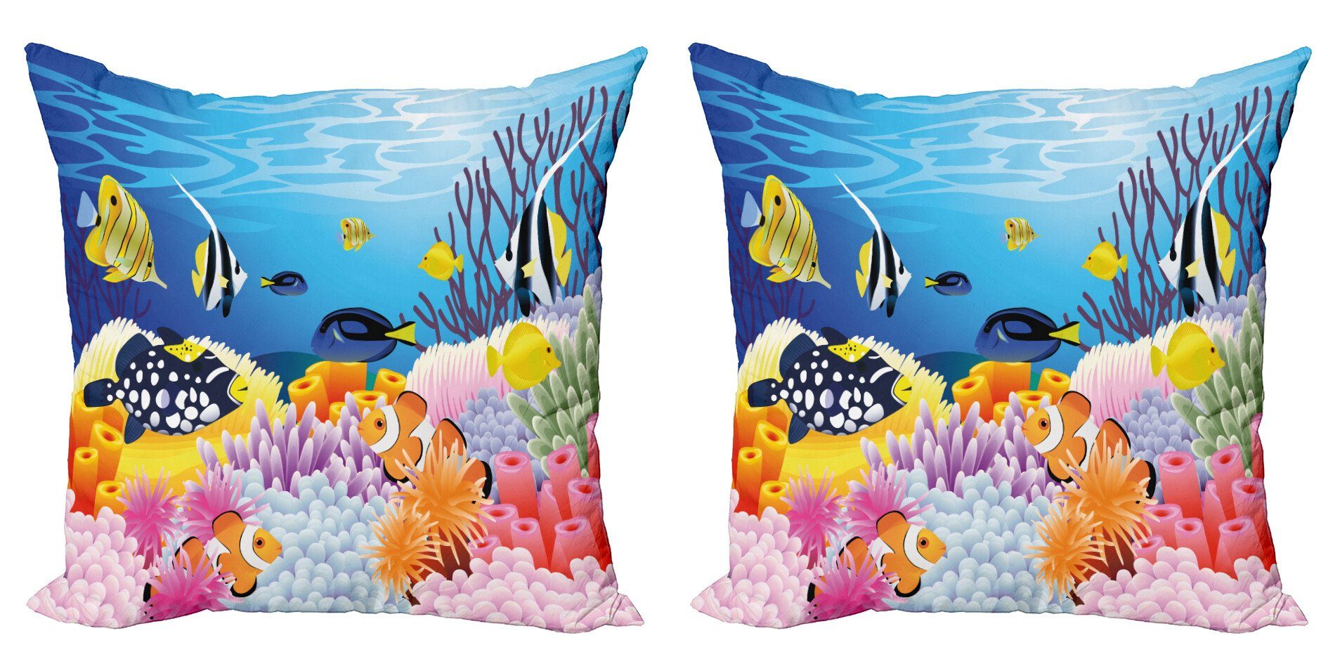 Kissenbezüge Modern Accent Doppelseitiger Digitaldruck, Abakuhaus (2 Stück), Fisch Fische Korallenriffe