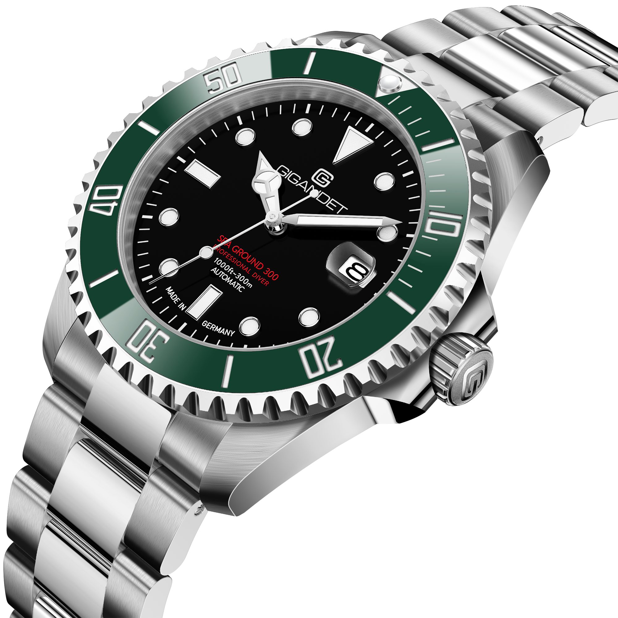 Gigandet Automatikuhr SEA GROUND 300 CERAMIC DATE, Made in Germany, Saphirglas, Keramiklünette, Swiss SuperLuminova