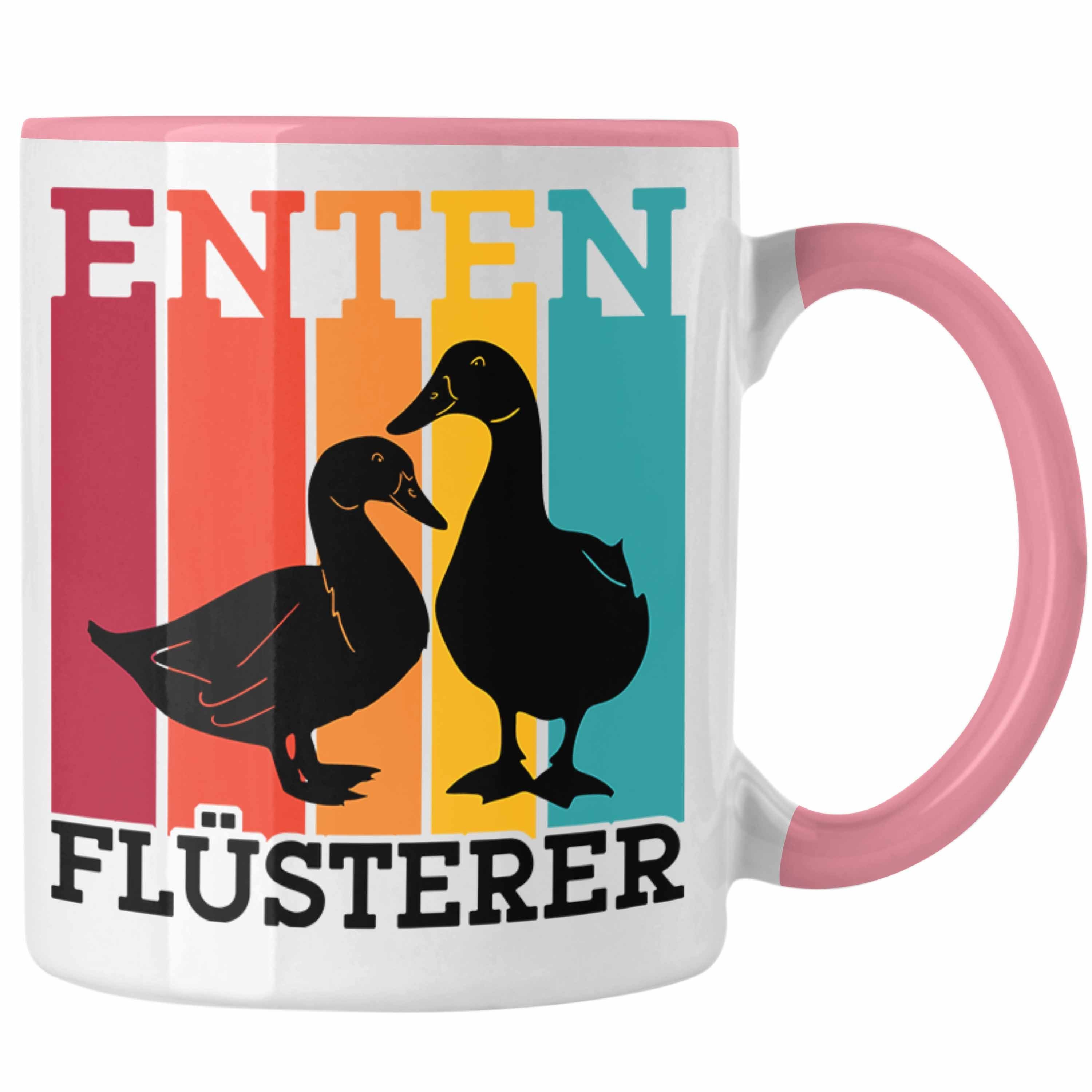 Trendation Tasse Lustige Enten Liebhaber Tasse "Enten Flüsterer" - Geschenk für Entenfr Rosa