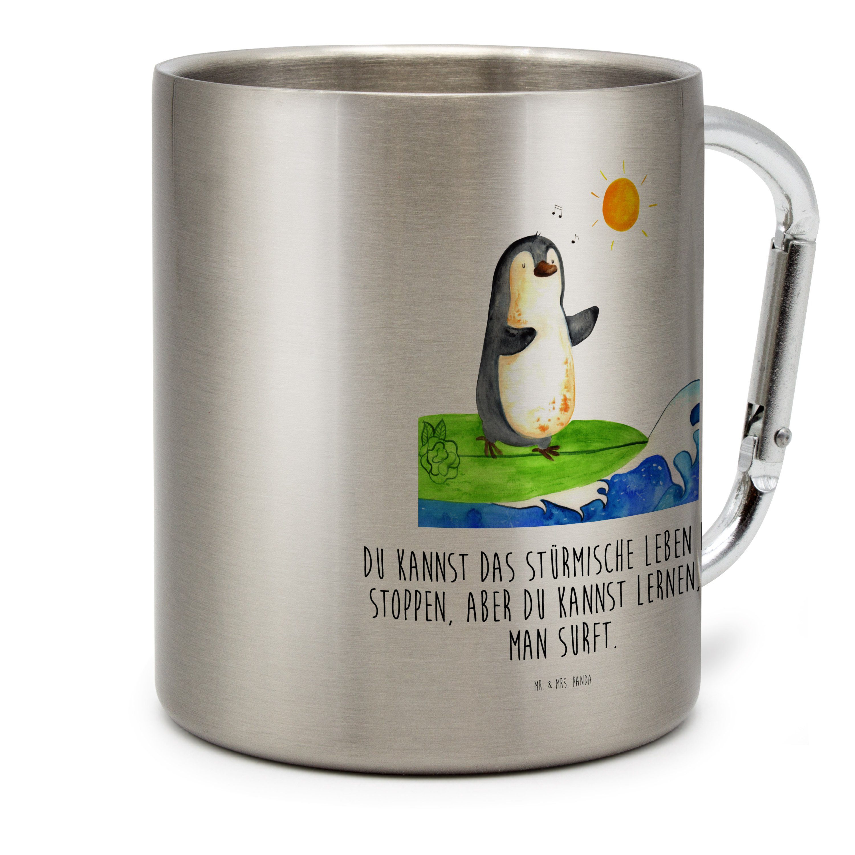 Geschenk, Tasse Transparent Panda - & Edelstahl Surfer Pinguin su, Mrs. Edelstahlbecher, Outdoor, Mr. -