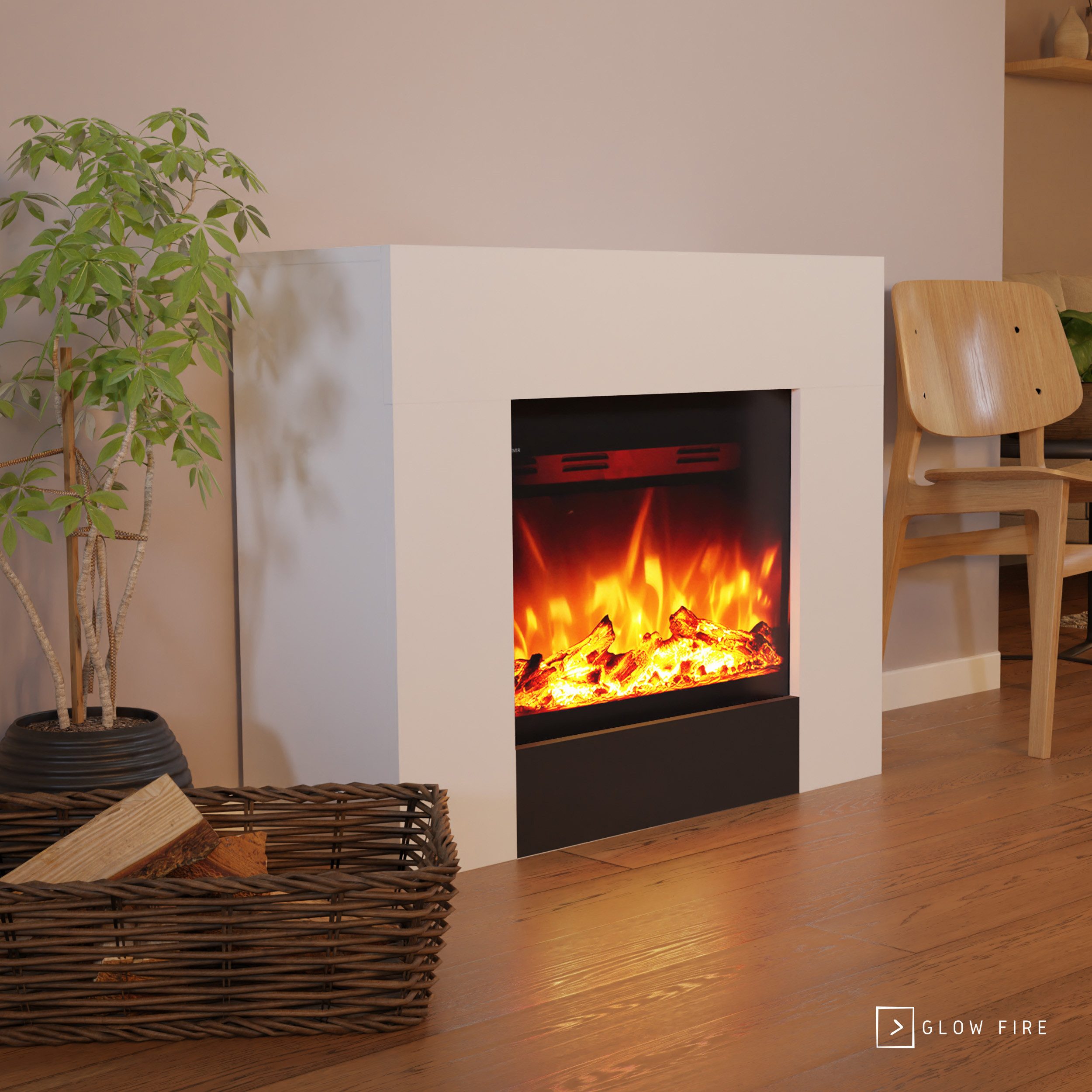 GLOW FIRE Elektrokamin METIS LED Kamin mit Heizung, Standkamin, Elektrischer Kamin mit 3-fach Farbwechsler und Knisterfunktion