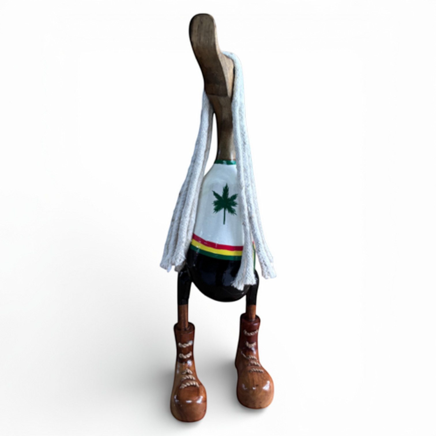 Kinaree Dekofigur Holzente Rasta Bambus-Wurzel handbemalt Indonesien Reggae 40cm, handbemalt, Bambus-Wurzel und Suar-Holz, Rasta-Design mit Dreadlocks