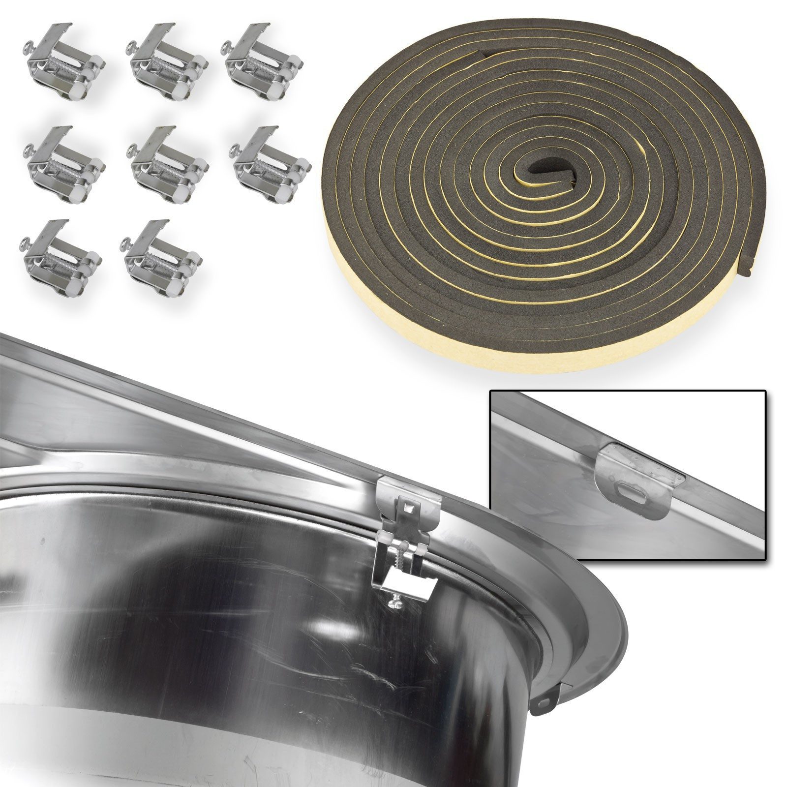 Stabilo Sanitär Edelstahlspüle Einbauspülbecken Chrom rund aus Edelstahl mit Abtropffläche links, Rund, 90/47 cm, (Komplett-Set, mit komplettem Siphon), Spüle i – Bild 4 von 5